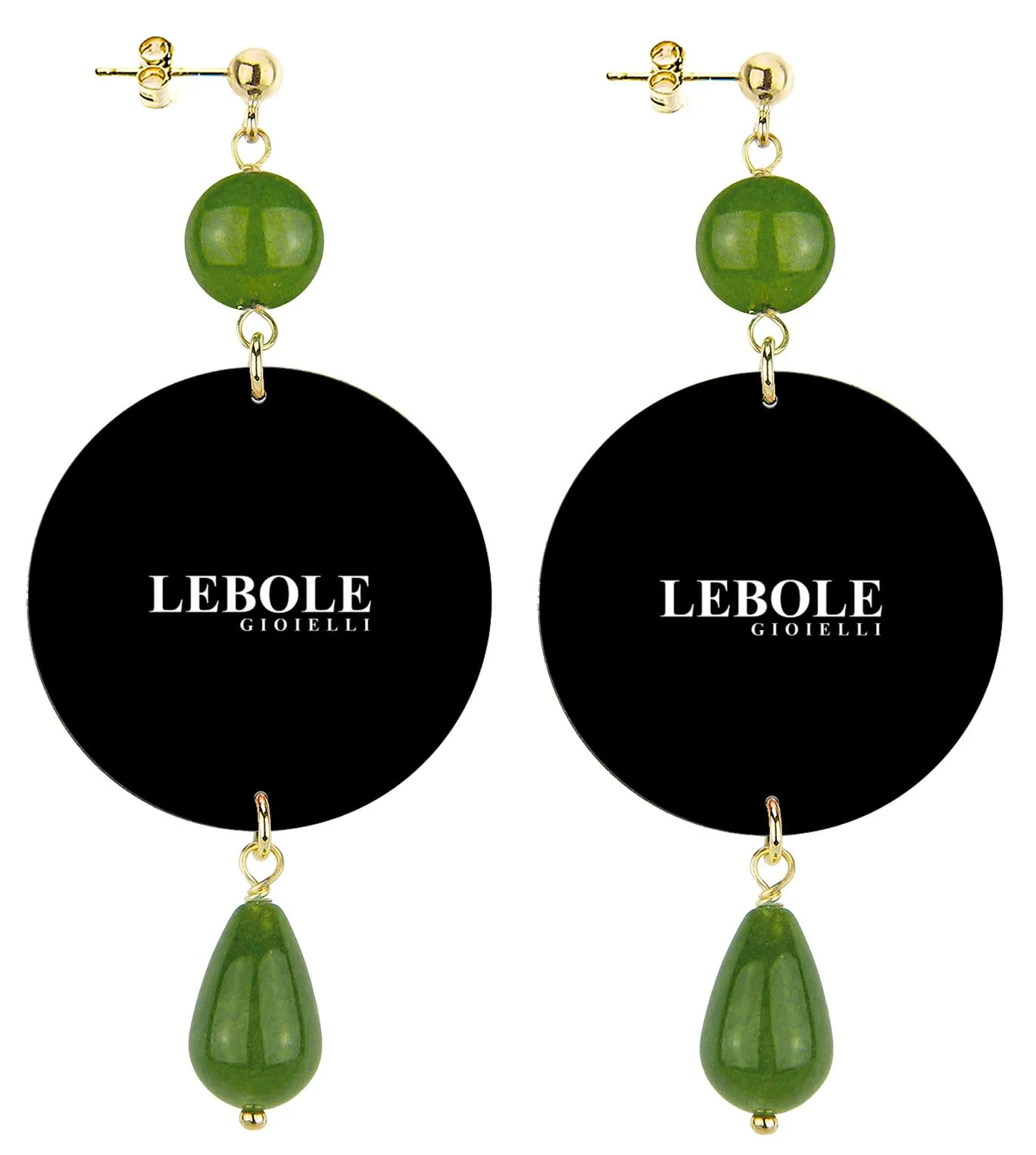 Lebole Orecchini Donna, Orecchini Donna Pendenti Eleganti e Leggeri, in Ottone Galvanizzato Oro con Pietre Naturali, Gioielli Artigianali Made in Italy, Regalo Donna dal Design Esclusivo - immagine 2