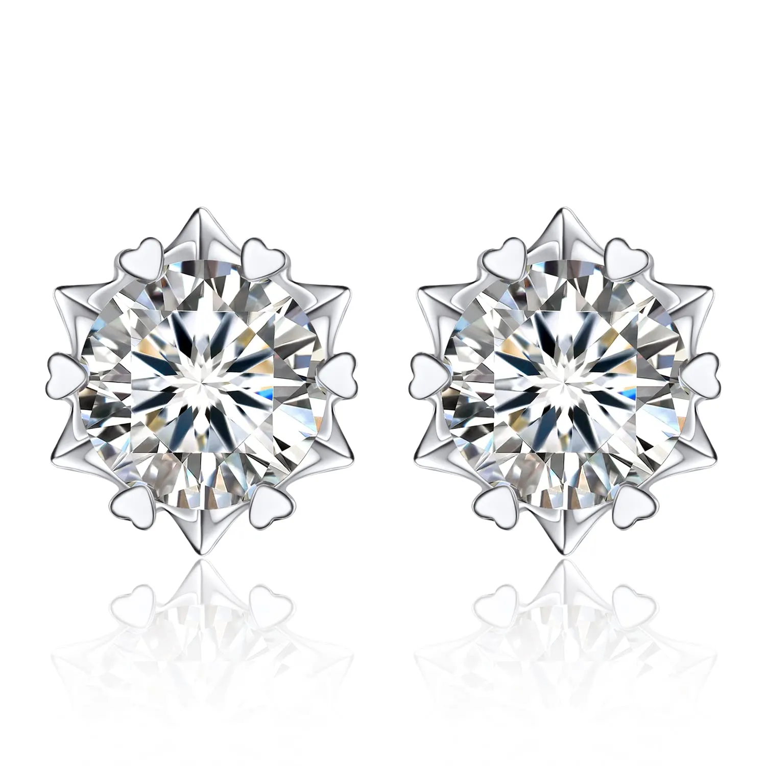 MomentWish Orecchini Fiocco di Neve Moissanite Argento 925 6,5mm - immagine 1