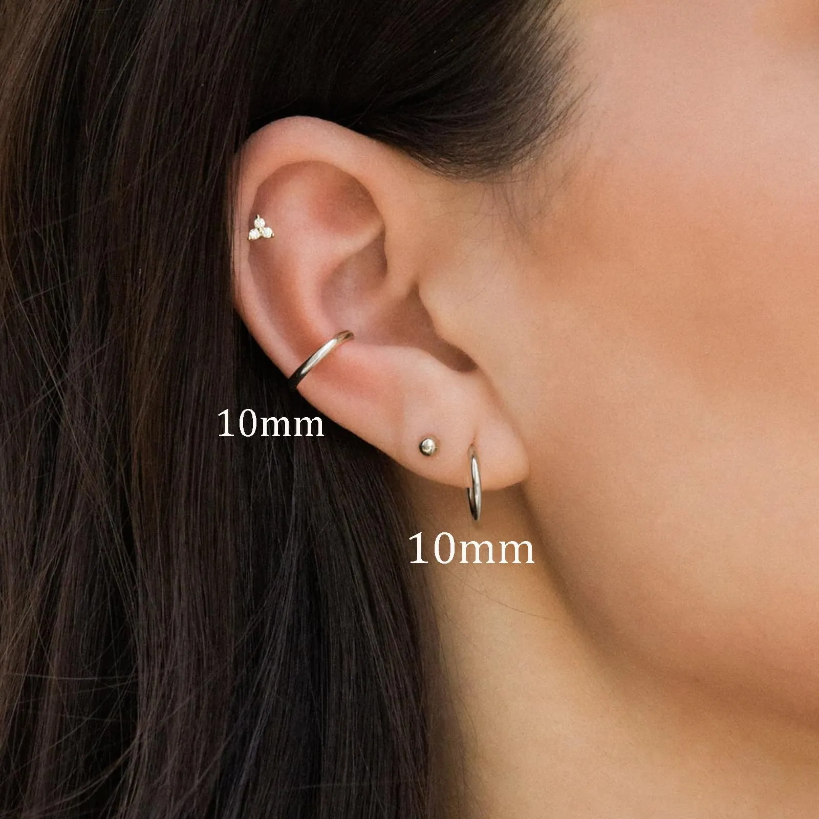 Piccoli orecchini a cerchio in oro, leggeri placcati in oro 14 K, orecchini a cerchio per cartilagine, elice, trago, ipoallergenici, per donne e uomini, piccoli cerchi sottili, in acciaio chirurgico - immagine 3