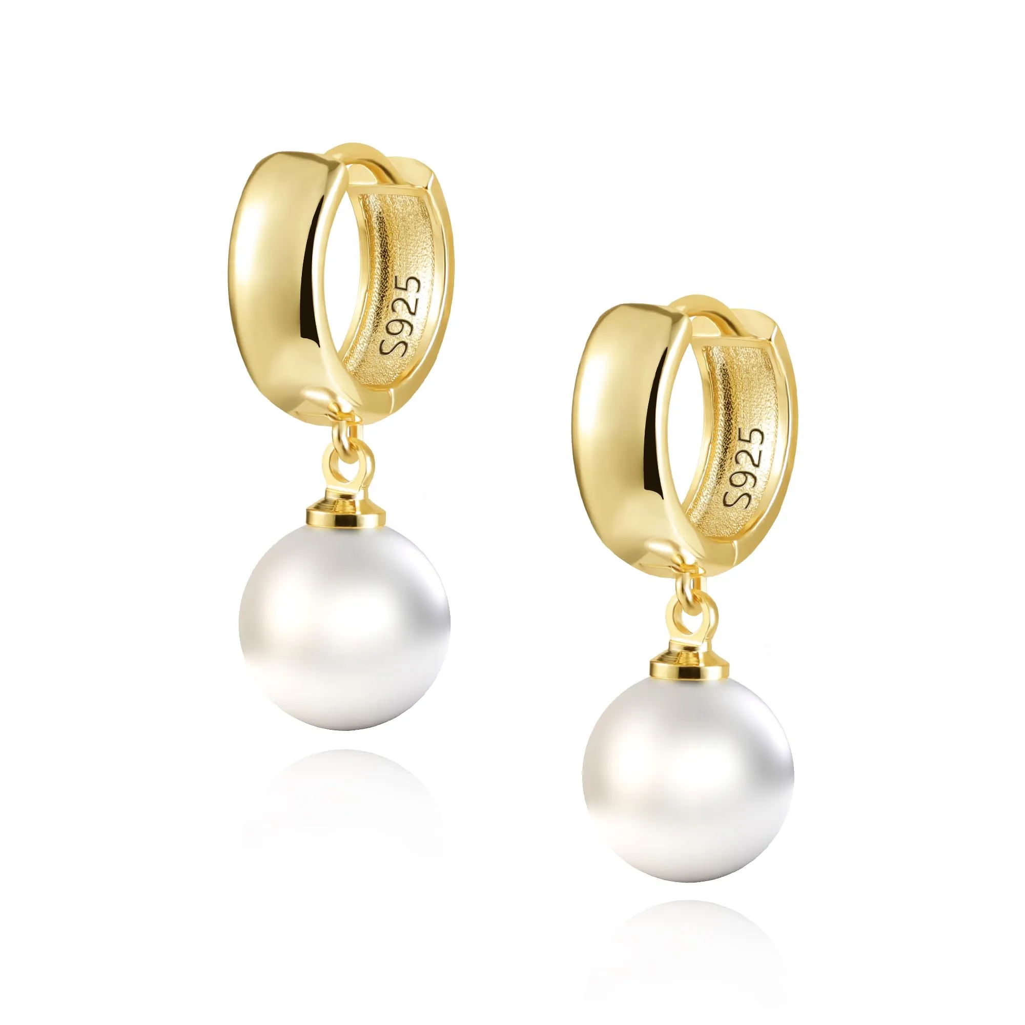 ASH'S CHOICE Orecchini Donna Pendenti Oro 14K Perla Rotonda d'Acqua Dolce - immagine 1