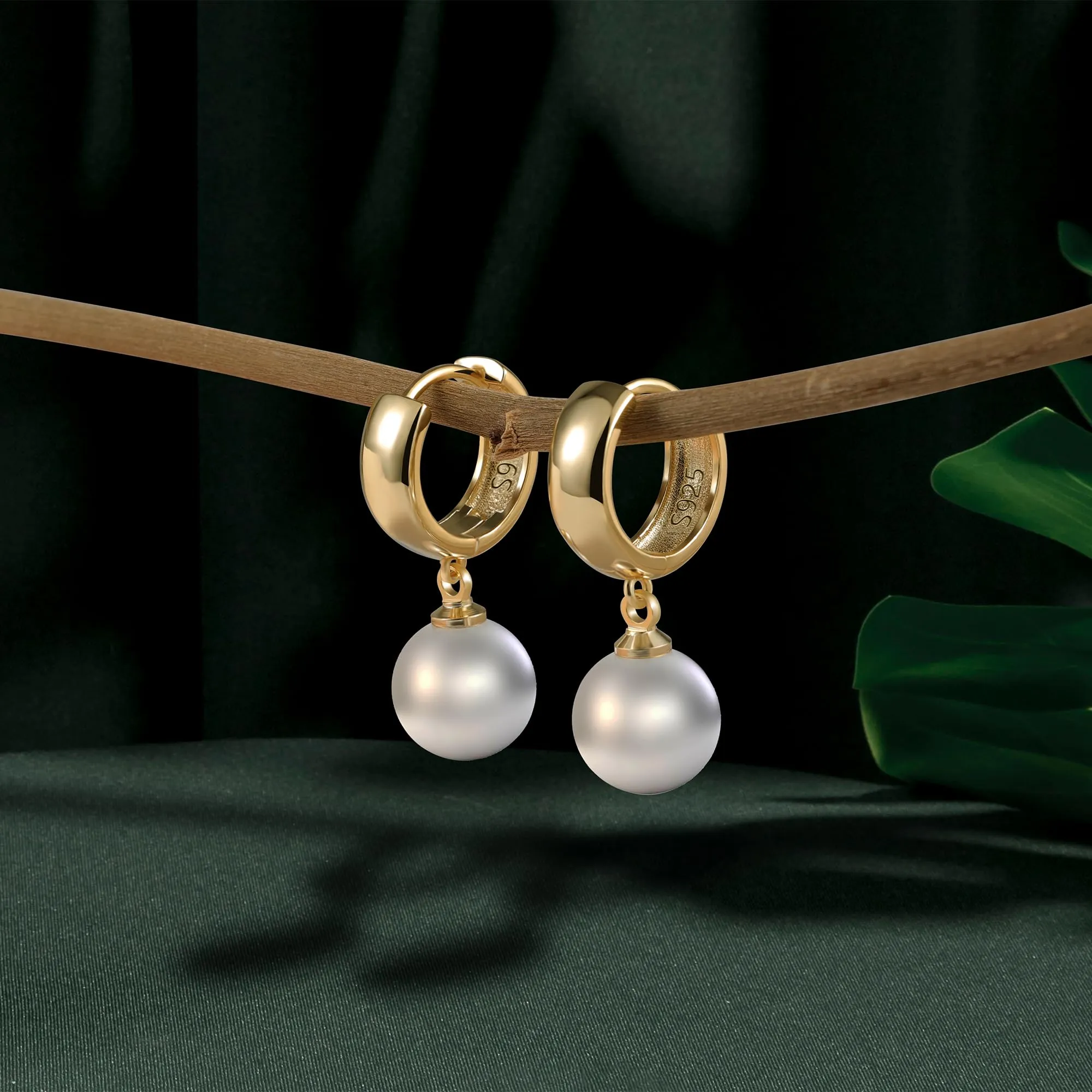 ASH'S CHOICE Orecchini Donna Pendenti Oro 14K Perla Rotonda d'Acqua Dolce - immagine 4