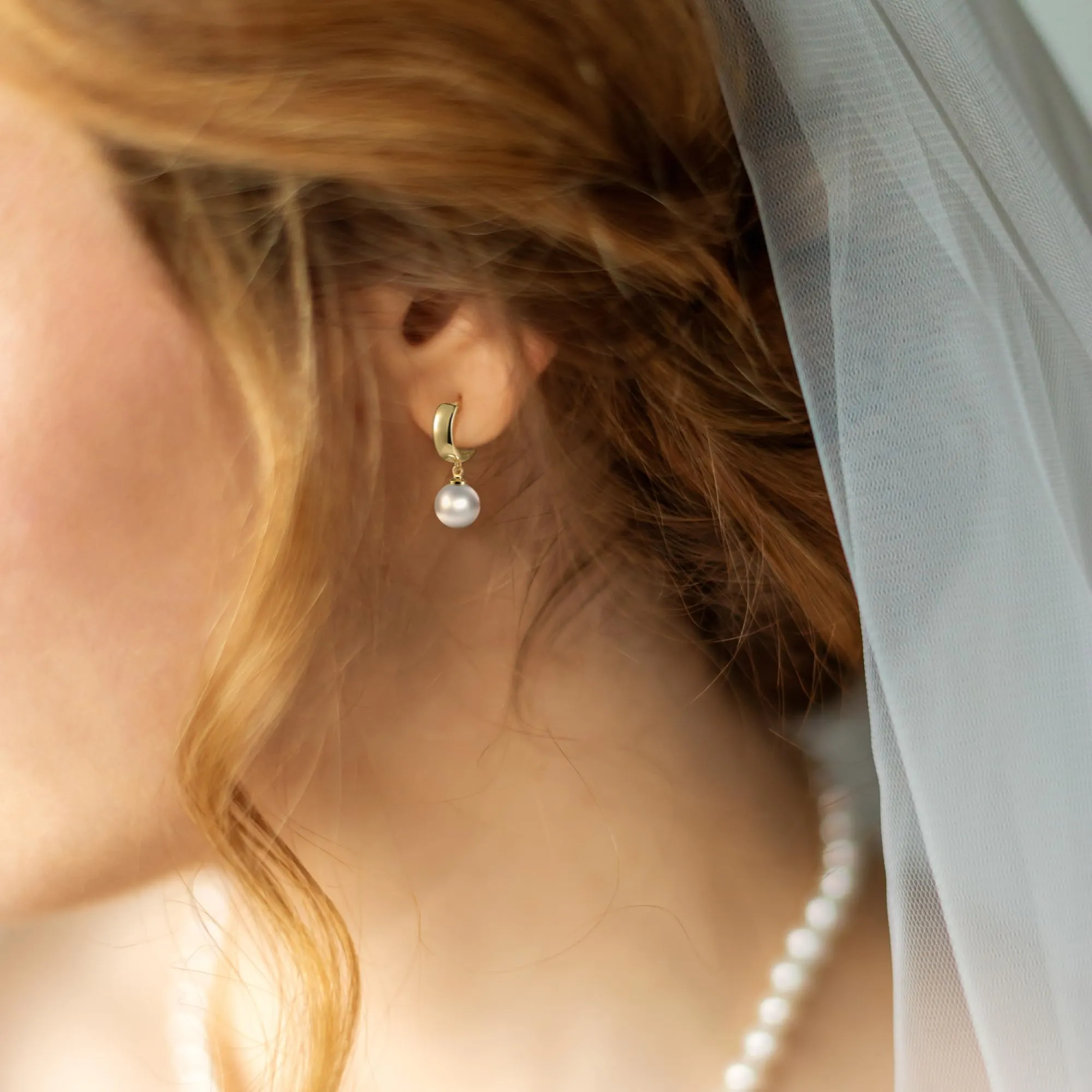 ASH'S CHOICE Orecchini Donna Pendenti Oro 14K Perla Rotonda d'Acqua Dolce - immagine 5