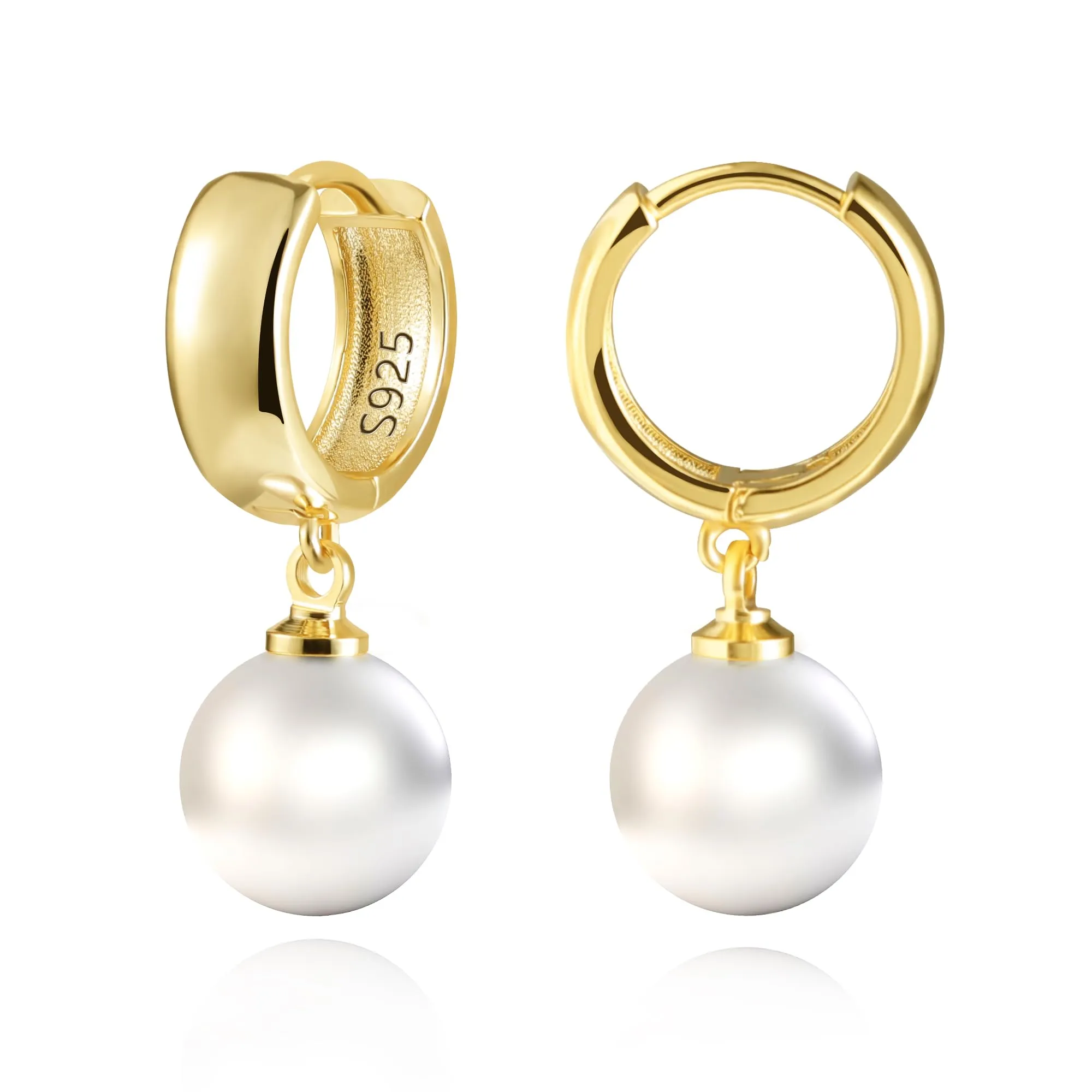 ASH'S CHOICE Orecchini Donna Pendenti Oro 14K Perla Rotonda d'Acqua Dolce - immagine 7