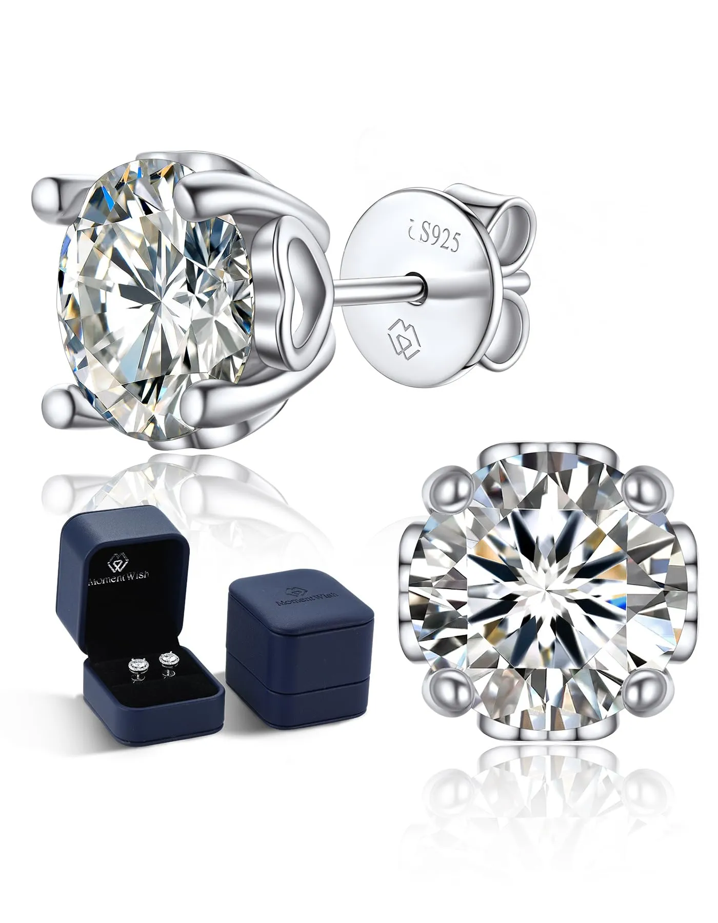 MomentWish Orecchini Moissanite Punto Luce Argento 925 6,5mm Uomo Donna - immagine 1