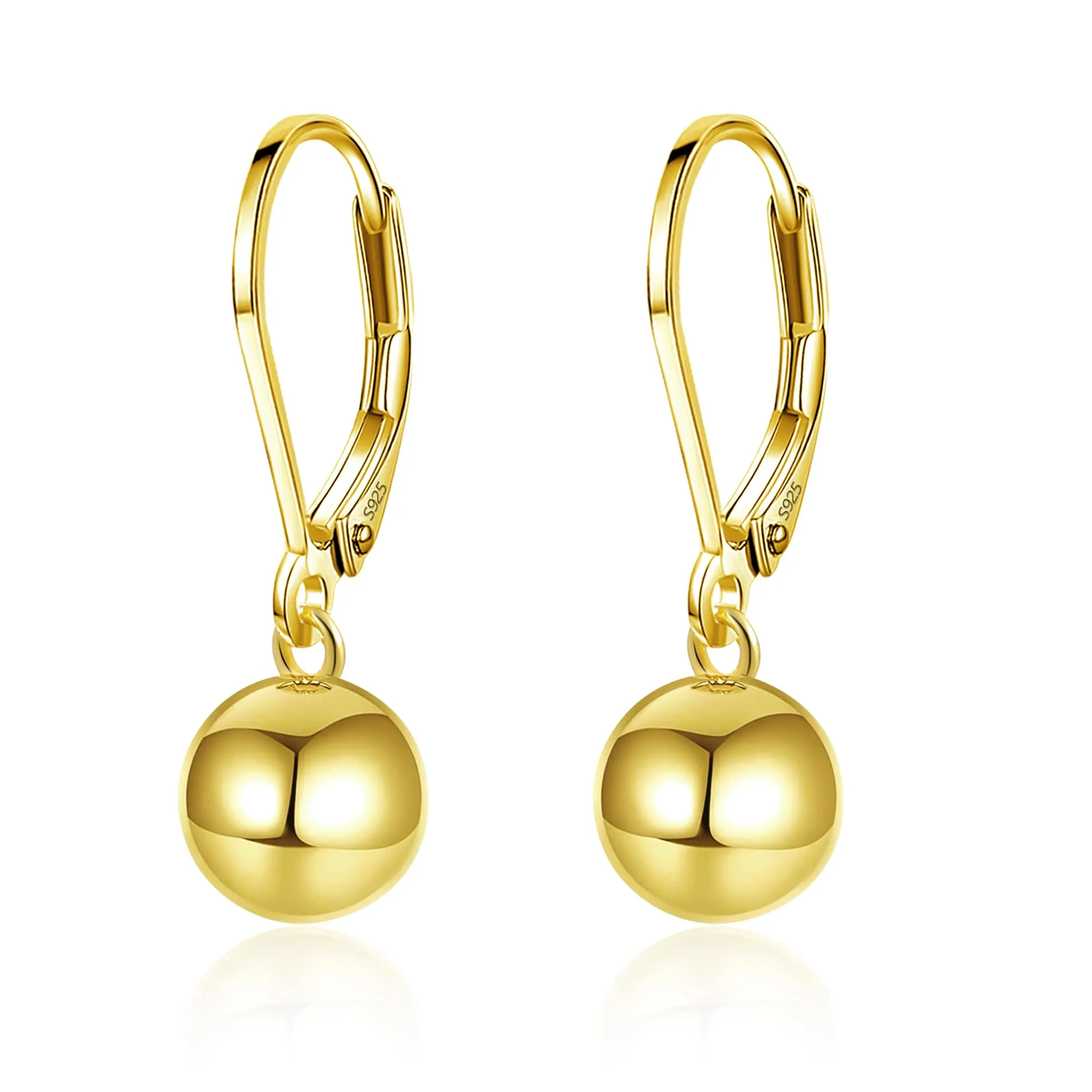 ASH'S CHOICE Orecchini Pendenti Donna Oro 14K Sfera Leverback Lucido - immagine 1