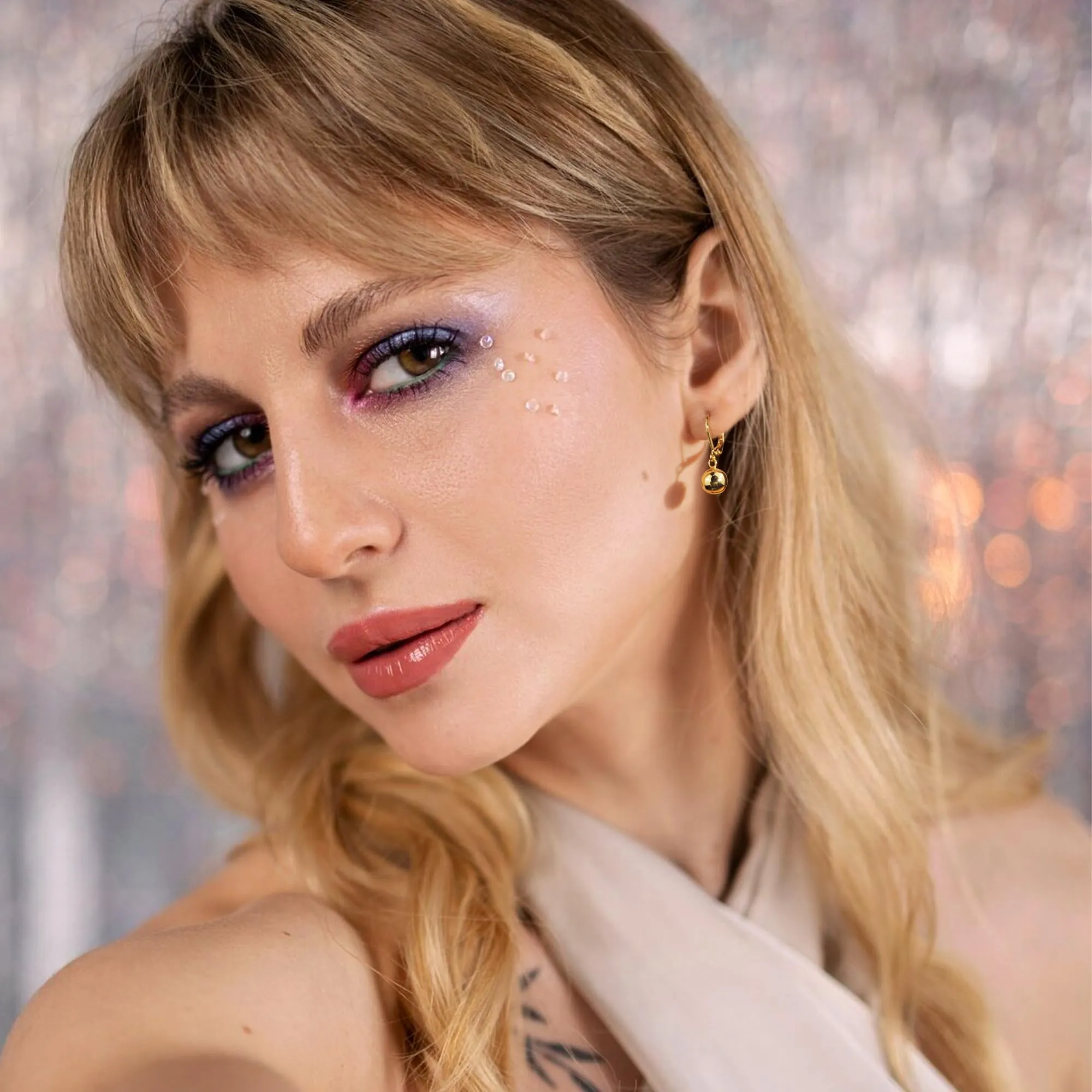 ASH'S CHOICE Orecchini Pendenti Donna Oro 14K Sfera Leverback Lucido - immagine 6
