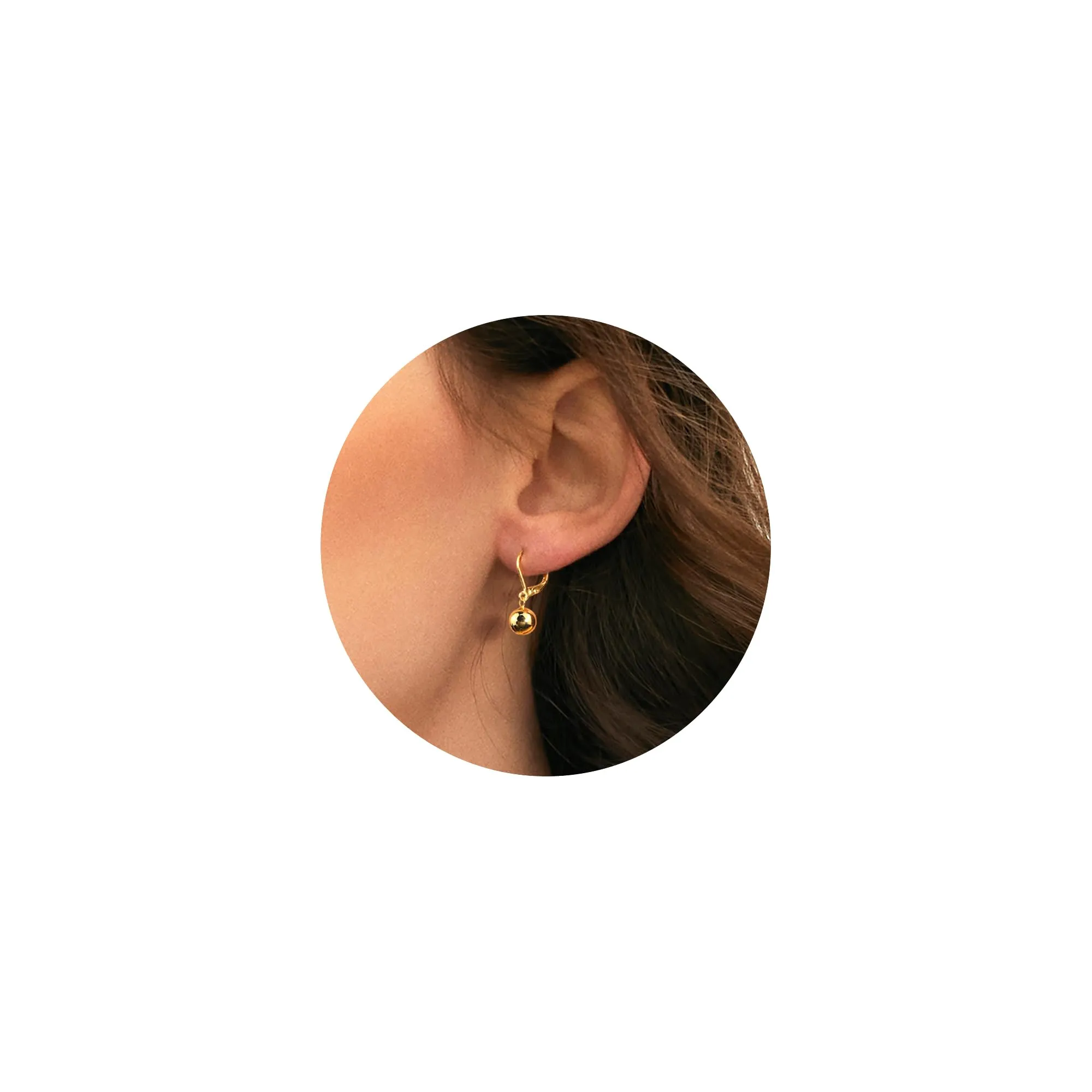 ASH'S CHOICE Orecchini Pendenti Donna Oro 14K Sfera Leverback Lucido - immagine 7