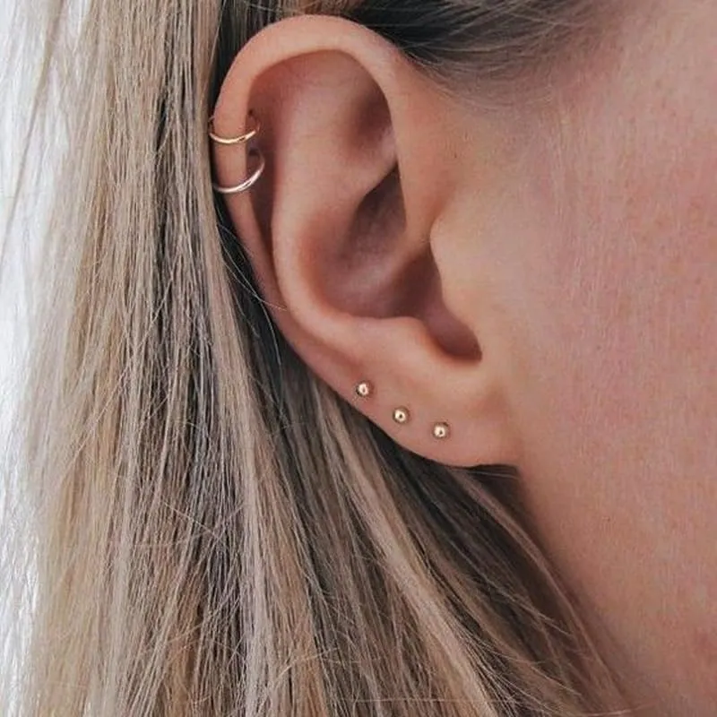 DAILI Orecchini a cerchio piccoli in oro, leggeri, placcati in oro 14 carati, orecchini a cerchio per cartilagine, elice, tragus, ipoallergenici, per donne e uomini, piccoli cerchi sottili in acciaio - immagine 4