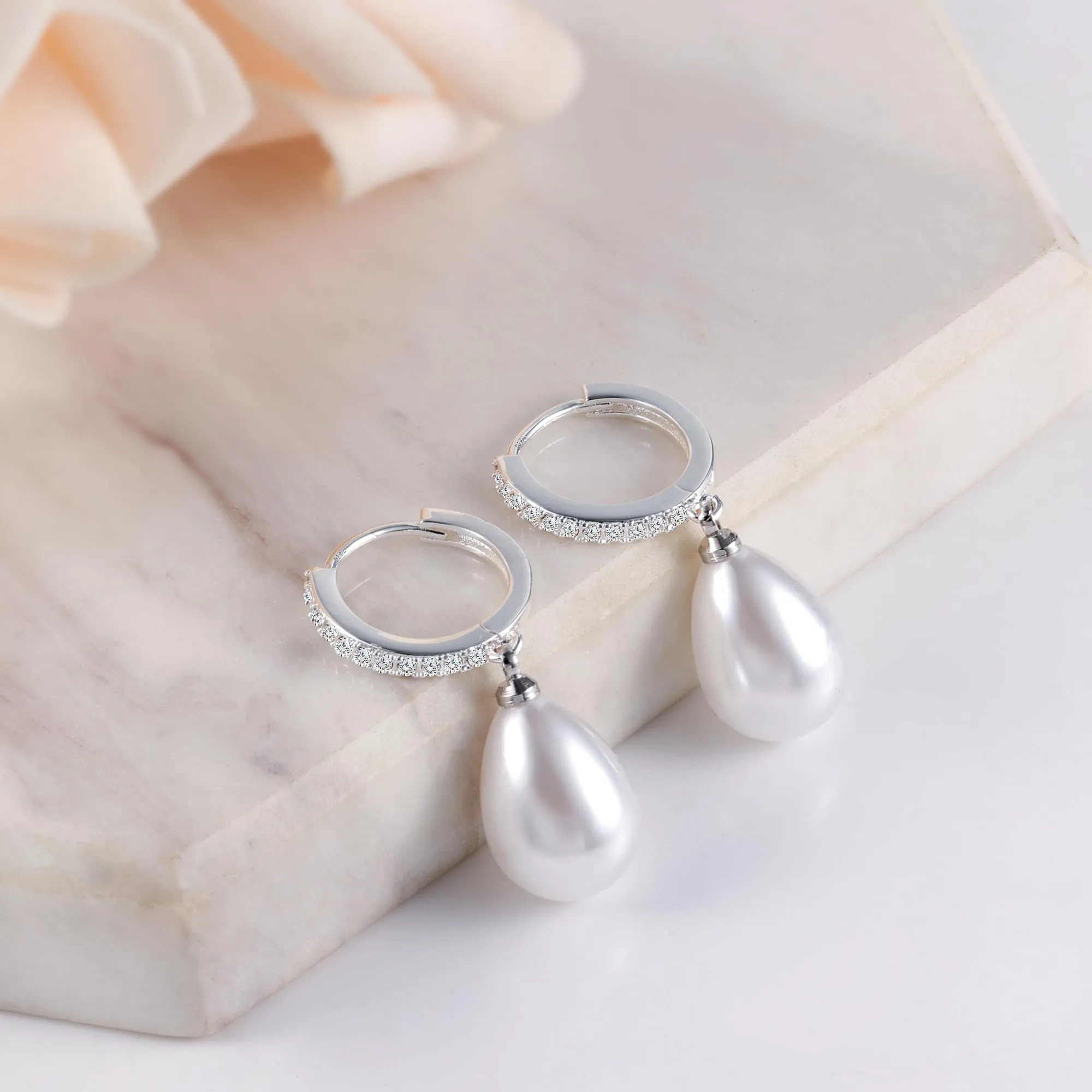 ASH'S CHOICE Orecchini Pendenti Donna Argento Goccia Perla d'Acqua Dolce - immagine 2