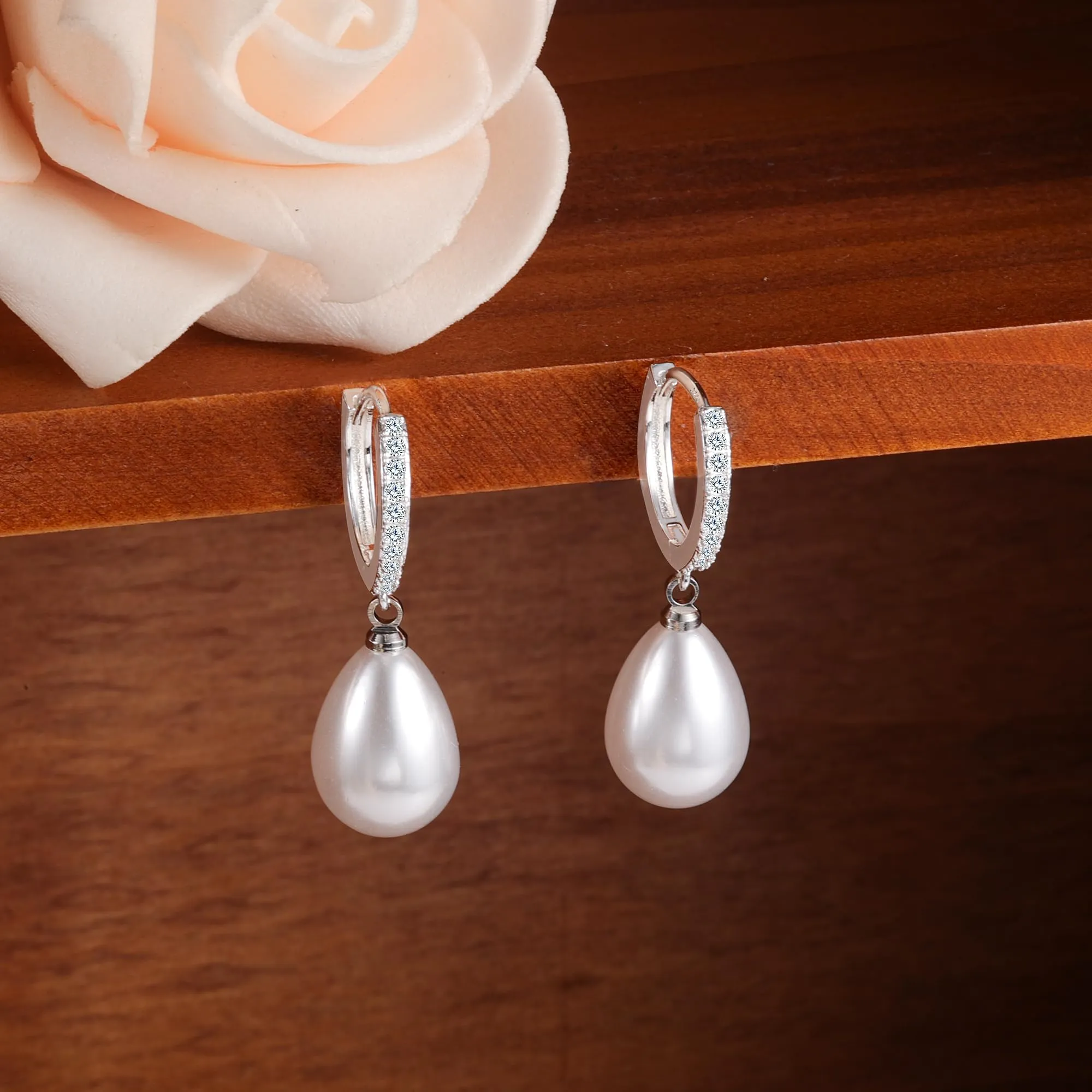 ASH'S CHOICE Orecchini Pendenti Donna Argento Goccia Perla d'Acqua Dolce - immagine 3