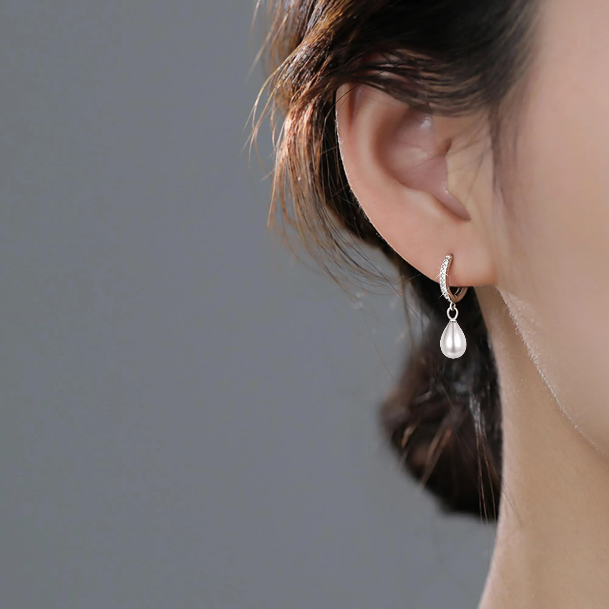 ASH'S CHOICE Orecchini Pendenti Donna Argento Goccia Perla d'Acqua Dolce - immagine 5