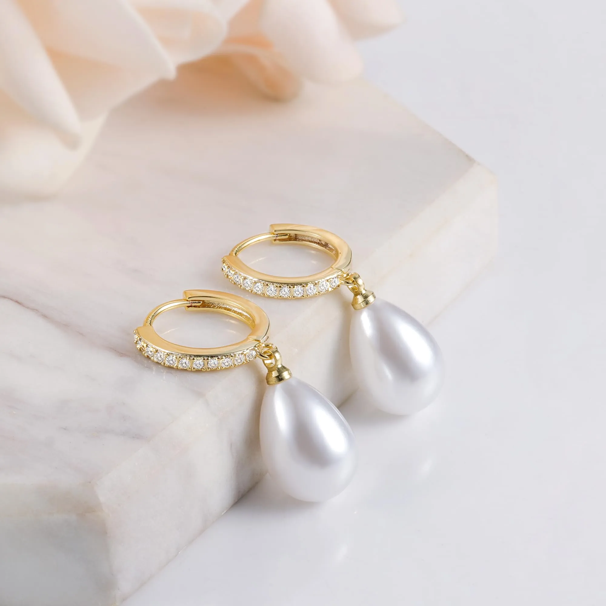 ASH'S CHOICE Orecchini Donna Pendenti Oro 14K Goccia Perla d'Acqua Dolce - immagine 2