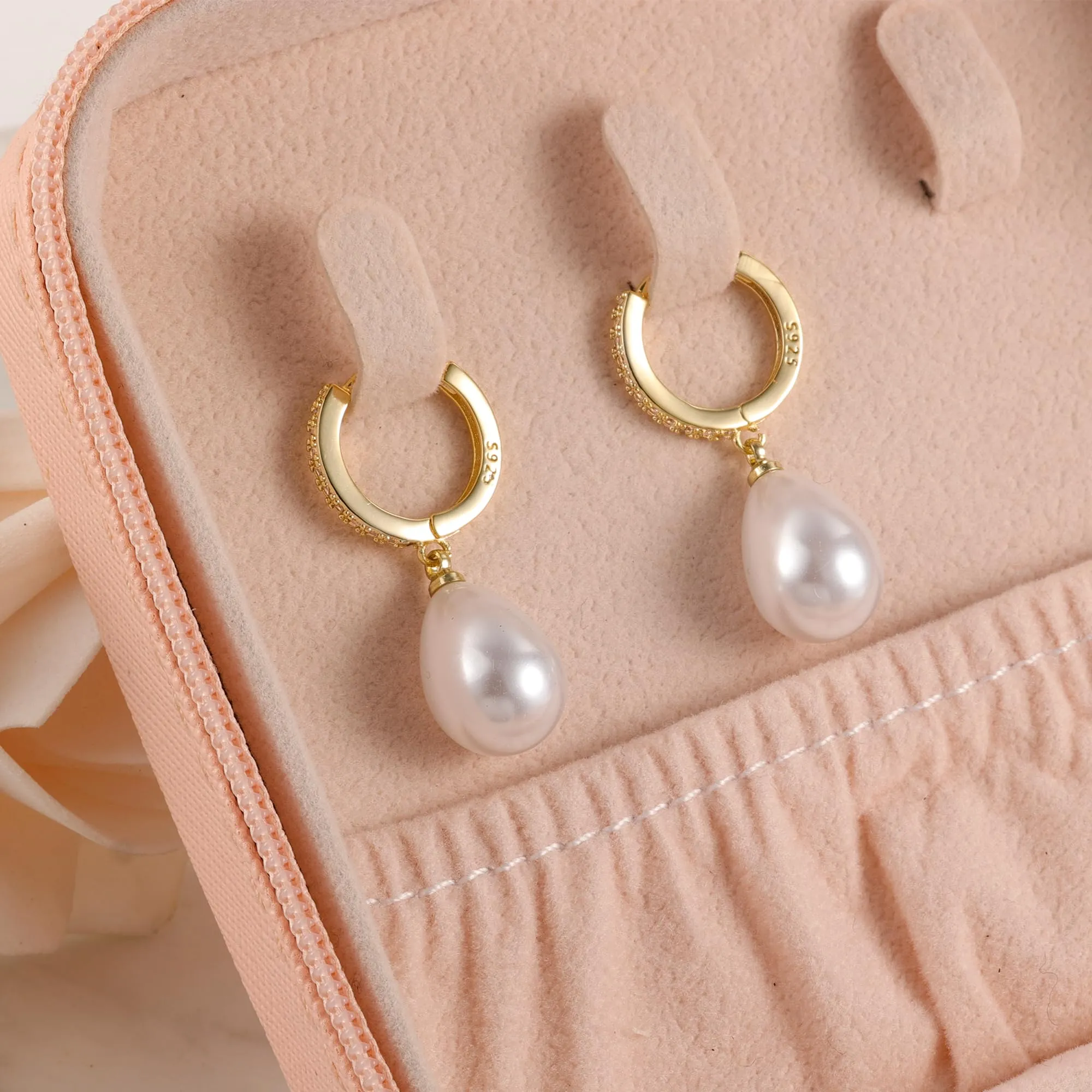 ASH'S CHOICE Orecchini Donna Pendenti Oro 14K Goccia Perla d'Acqua Dolce - immagine 3