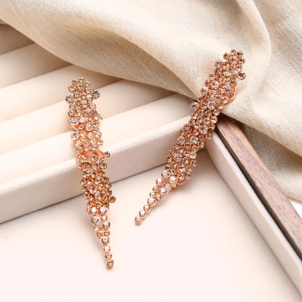 EVER FAITH Statement Orecchini Strass Cristallo Banchetto Lungo Lampadario Pendente per Le Signore Prom Matrimonio Sposa Chiaro Argento Tonalità, Cristallo, Senza Gemstone - immagine 4