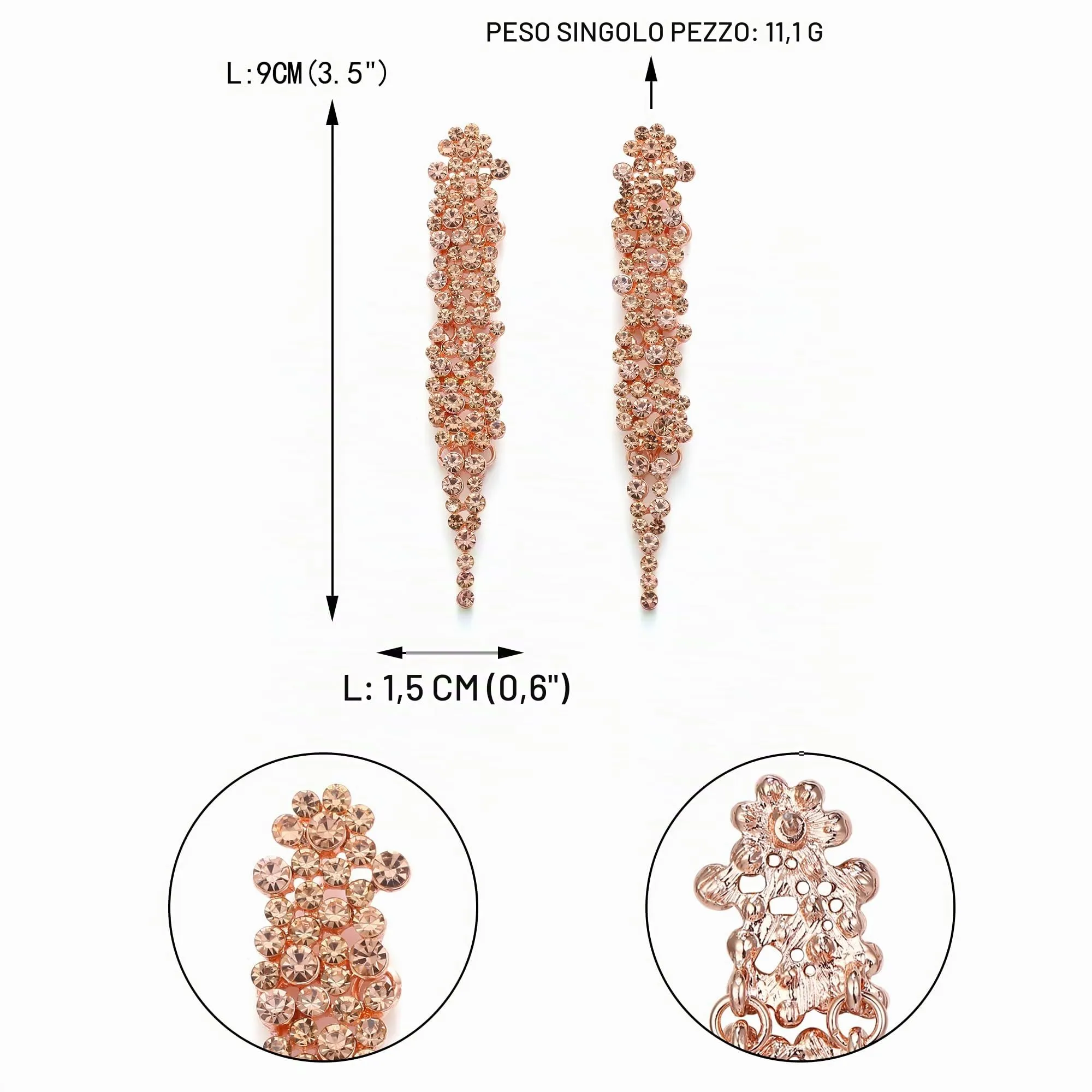 EVER FAITH Statement Orecchini Strass Cristallo Banchetto Lungo Lampadario Pendente per Le Signore Prom Matrimonio Sposa Chiaro Argento Tonalità, Cristallo, Senza Gemstone - immagine 5