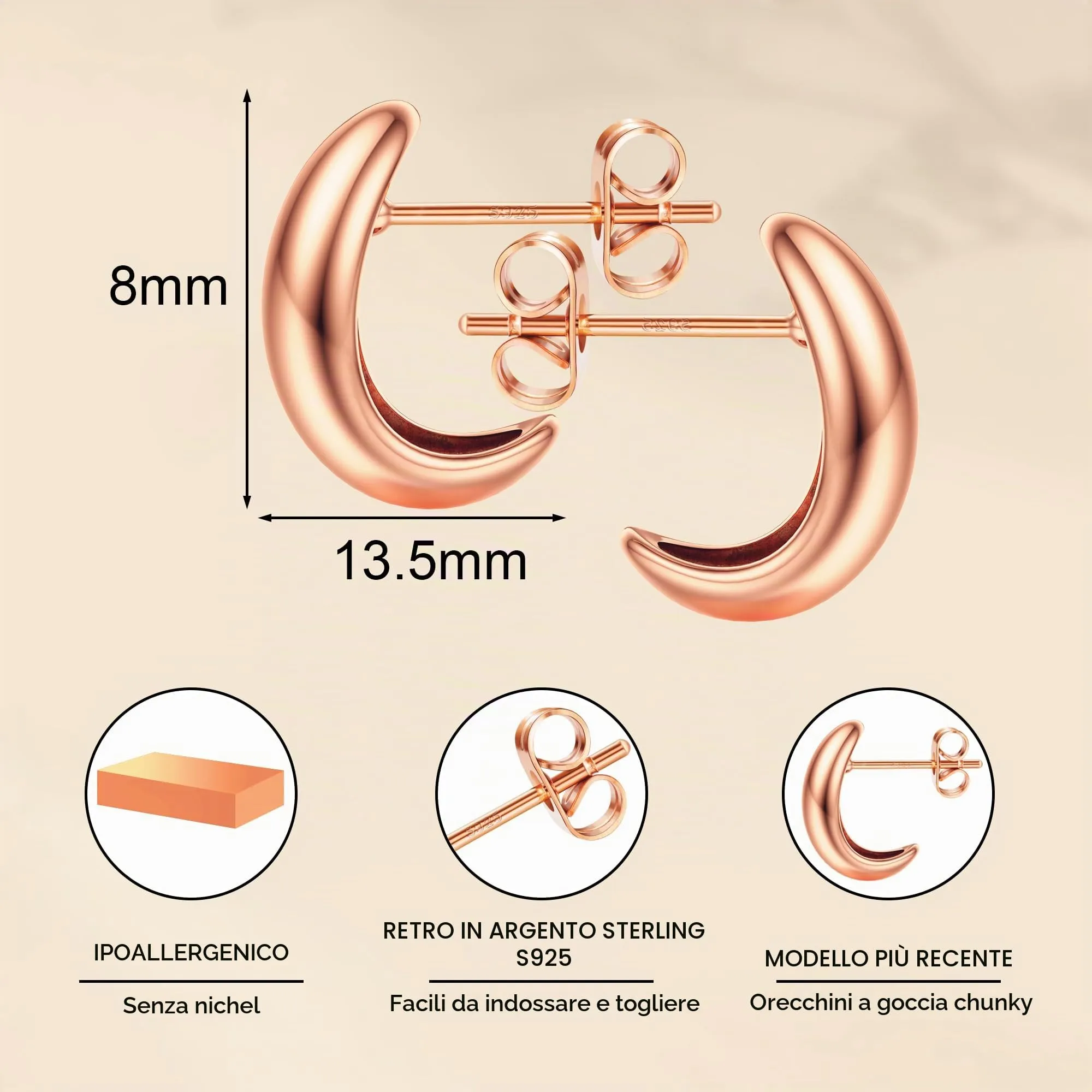 Diamday Orecchini Donna Placcato Rose Orecchini Goccia d'Acqua - immagine 4