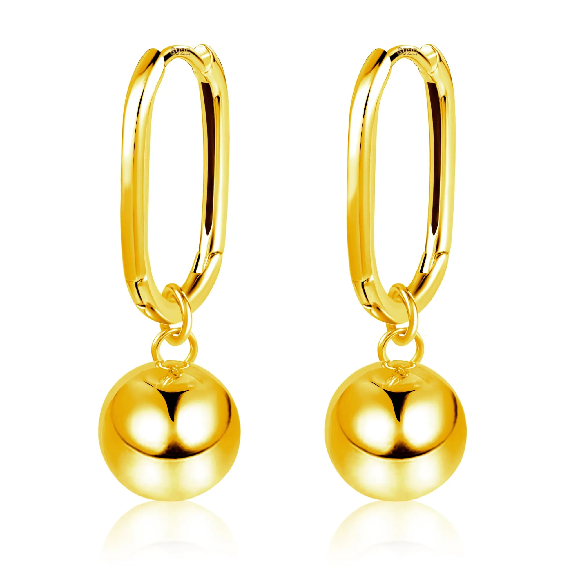 ASH'S CHOICE Orecchini Pendenti Donna Oro 14K Lucido Sfera Leverback - immagine 1