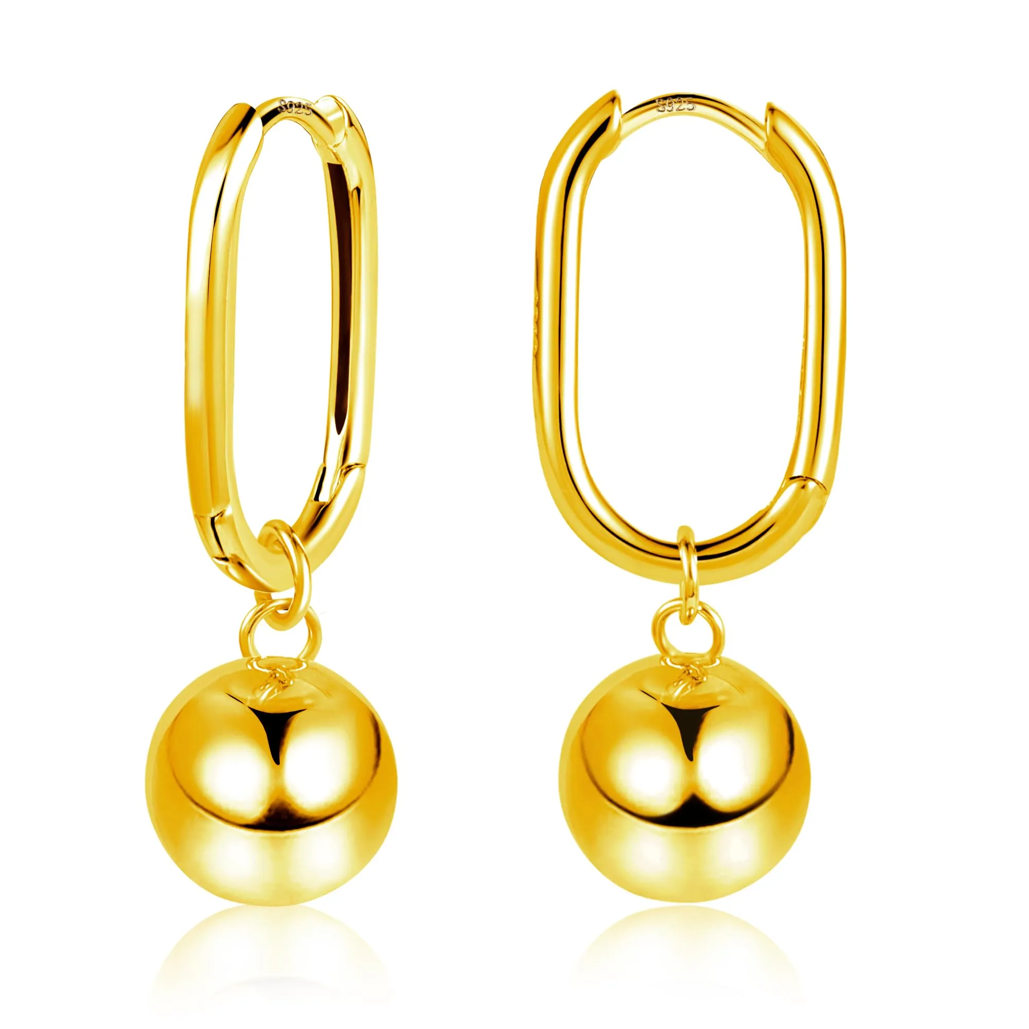ASH'S CHOICE Orecchini Pendenti Donna Oro 14K Lucido Sfera Leverback - immagine 9