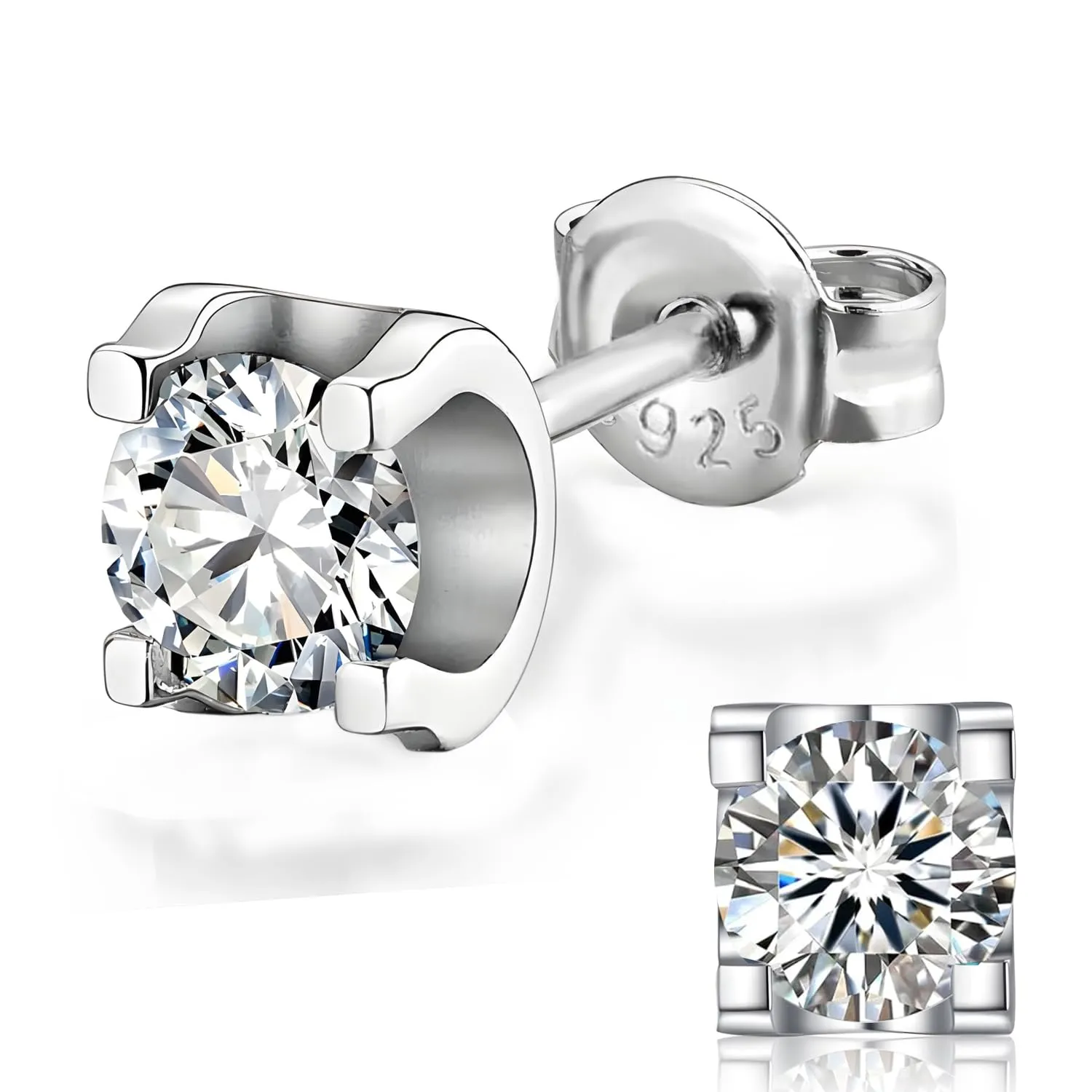 Orecchini in moissanite per donna, Diamante in moissanite da 0.5CT, coltivato in laboratorio, orecchini in argento 925 placcato in oro bianco 18K, adatti per uomini e donne, gioiello regalo. - immagine 1