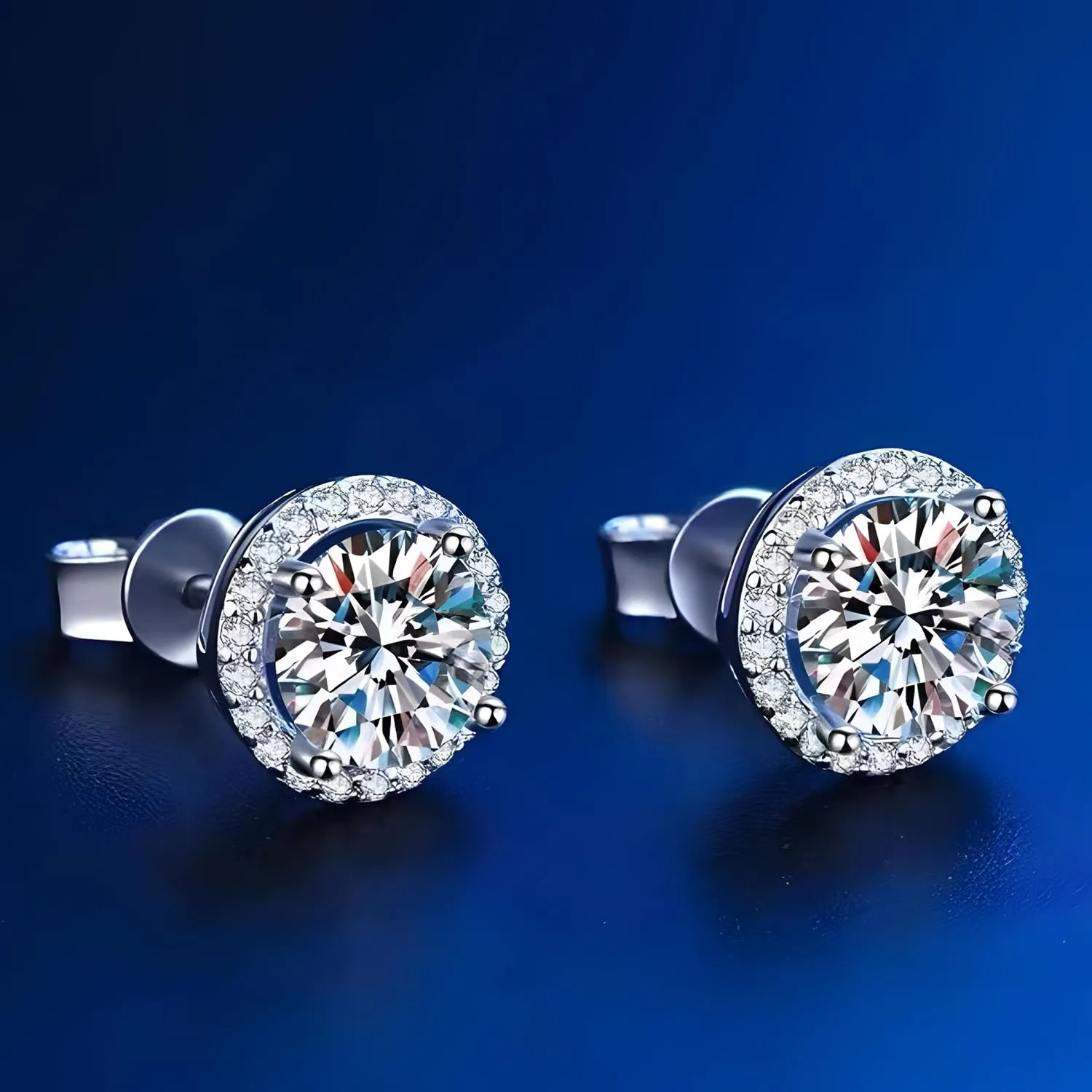Orecchini in moissanite per donna, argento 925 placcato in oro bianco 18K. - immagine 7