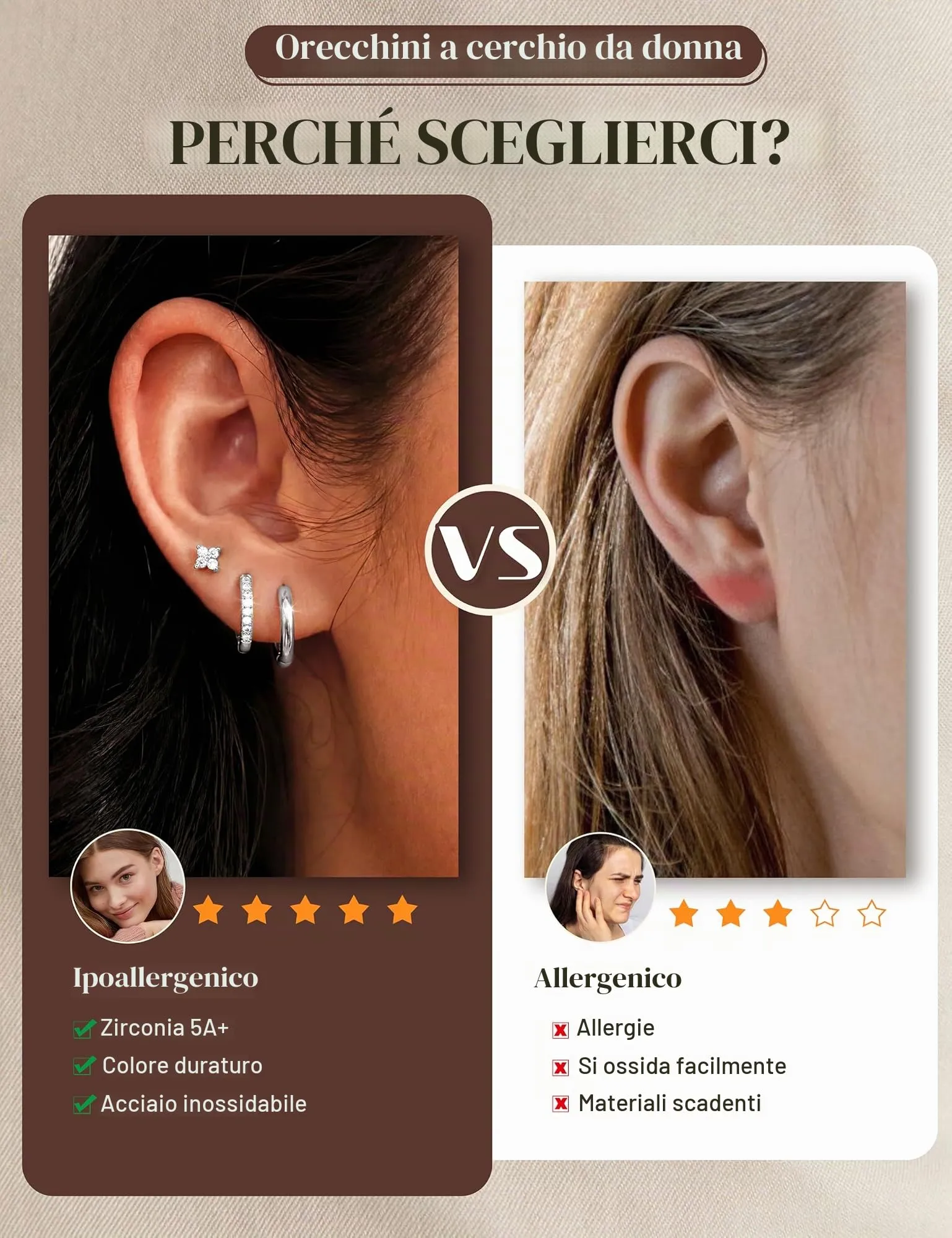 Dochais 3 Paia Orecchini Donna Argento Color Set Orecchini Cerchio Placcato Oro 14K Small Hoop Earrings Ipoallergenico Orecchio Zirconi Cubici Piccoli Cartilagine Trago Conch Helix Piercing Ragazze - immagine 6