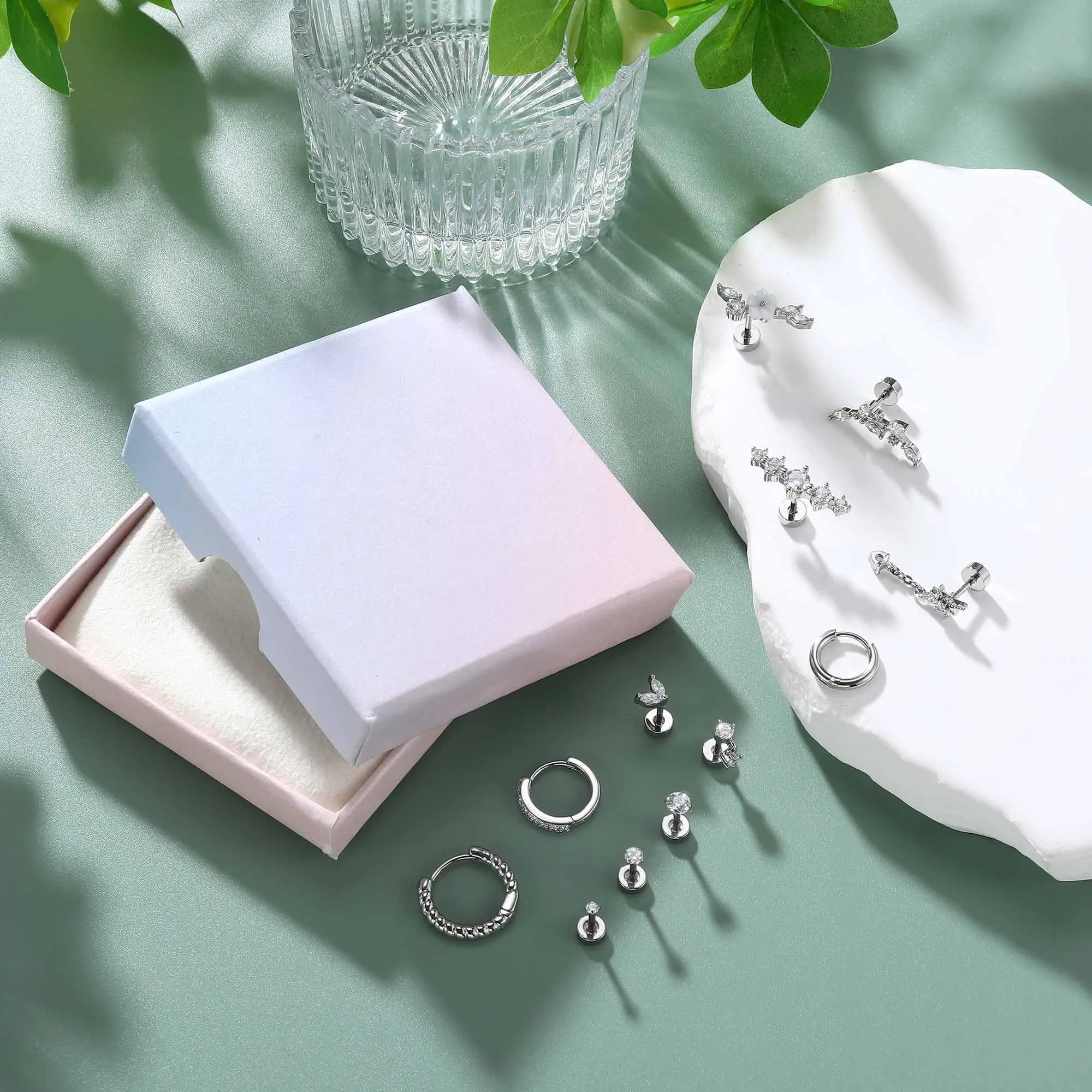 Adramata 12Pcs 16G Piercing Orecchio Acciaio Inossidabile Set Donna - immagine 6