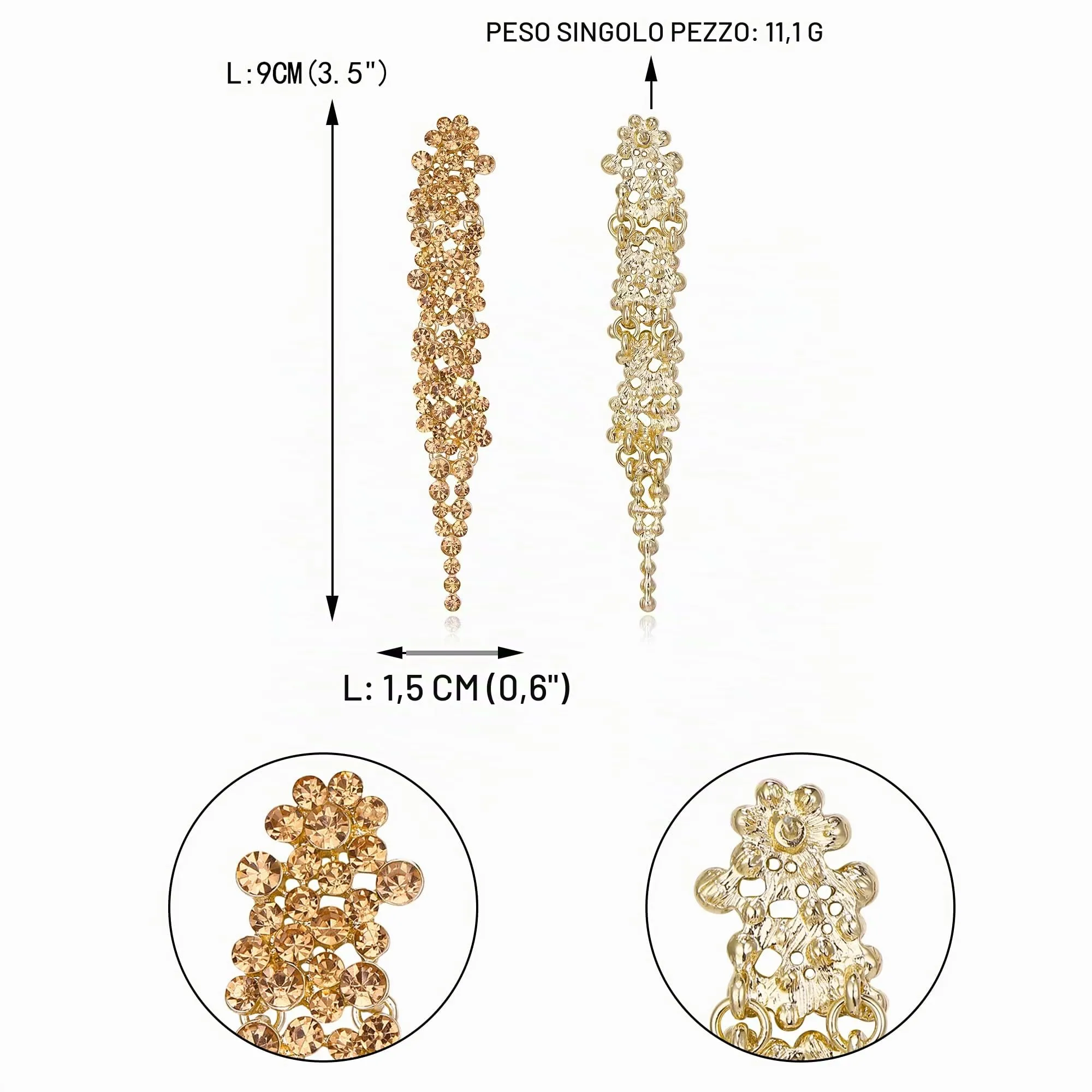 EVER FAITH Statement Orecchini Strass Cristallo Banchetto Lungo Lampadario Pendente per Le Signore Prom Matrimonio Sposa Chiaro Argento Tonalità, Cristallo, Nessuna pietra preziosa - immagine 5