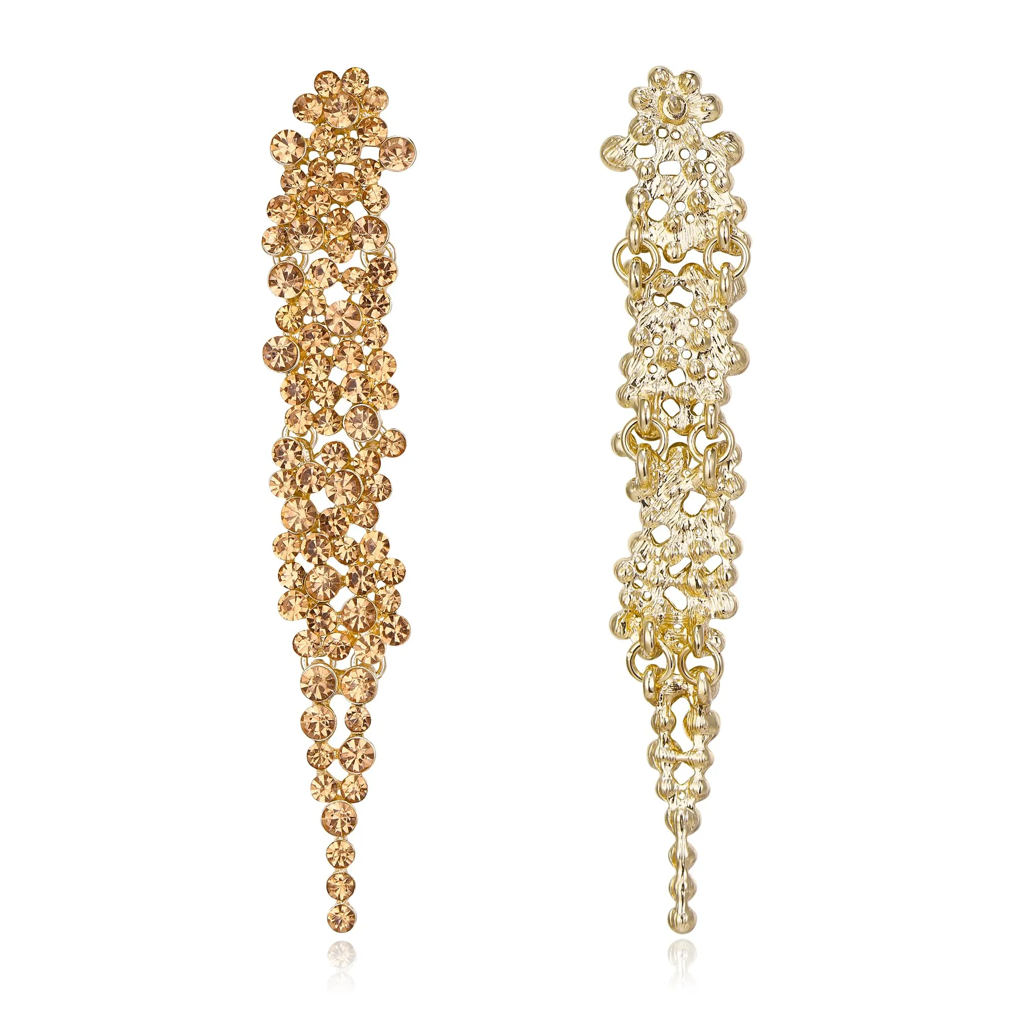 EVER FAITH Statement Orecchini Strass Cristallo Banchetto Lungo Lampadario Pendente per Le Signore Prom Matrimonio Sposa Chiaro Argento Tonalità, Cristallo, Nessuna pietra preziosa - immagine 6