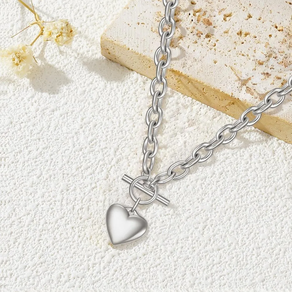 TTPSRY Set Gioielli Cuore Collana Bracciale Catena Ciondolo Charm Accessori Donna Elegante - immagine 5