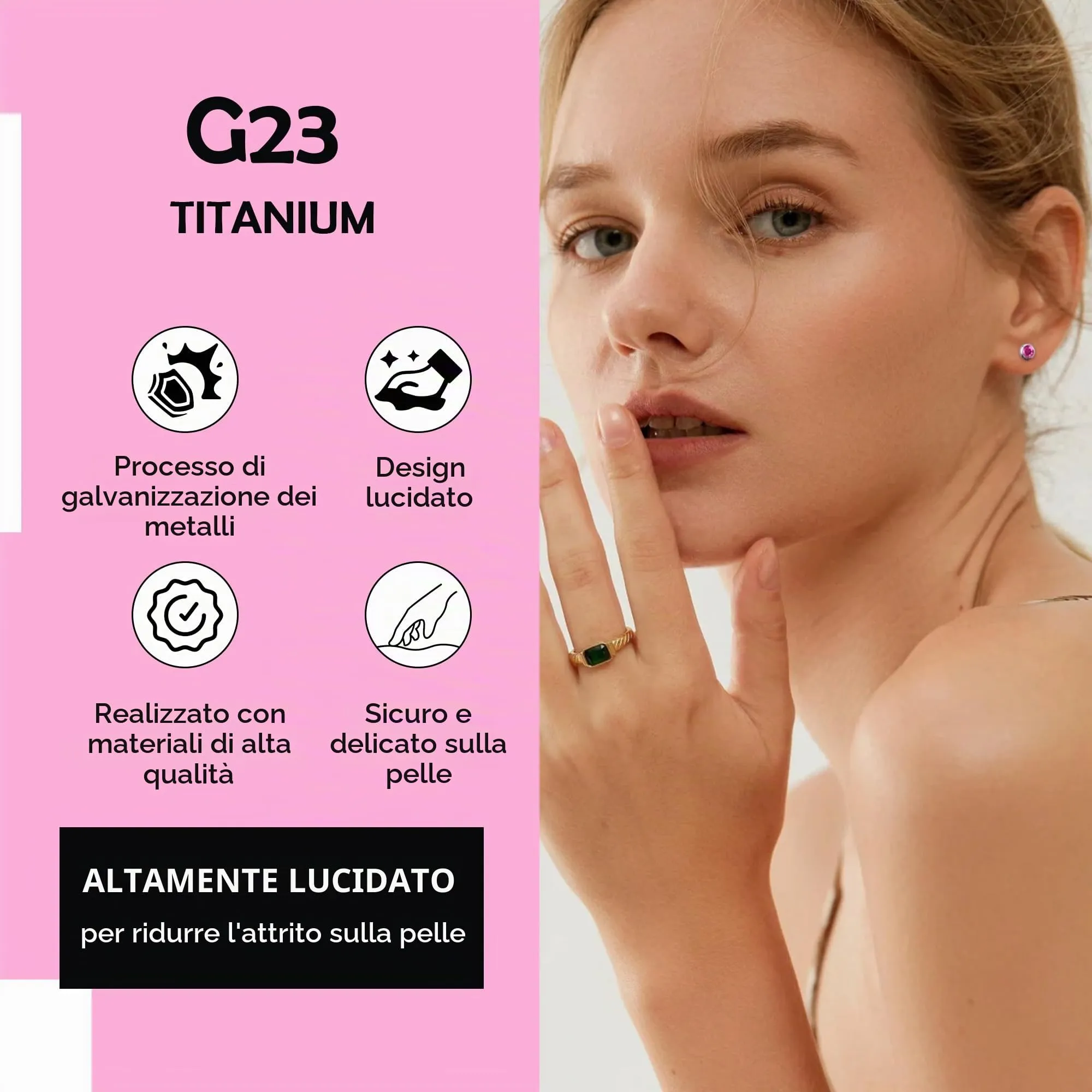 Artskin Orecchini in Titanio Ipoallergenici con Cristallo 3mm/4mm/5mm - immagine 3