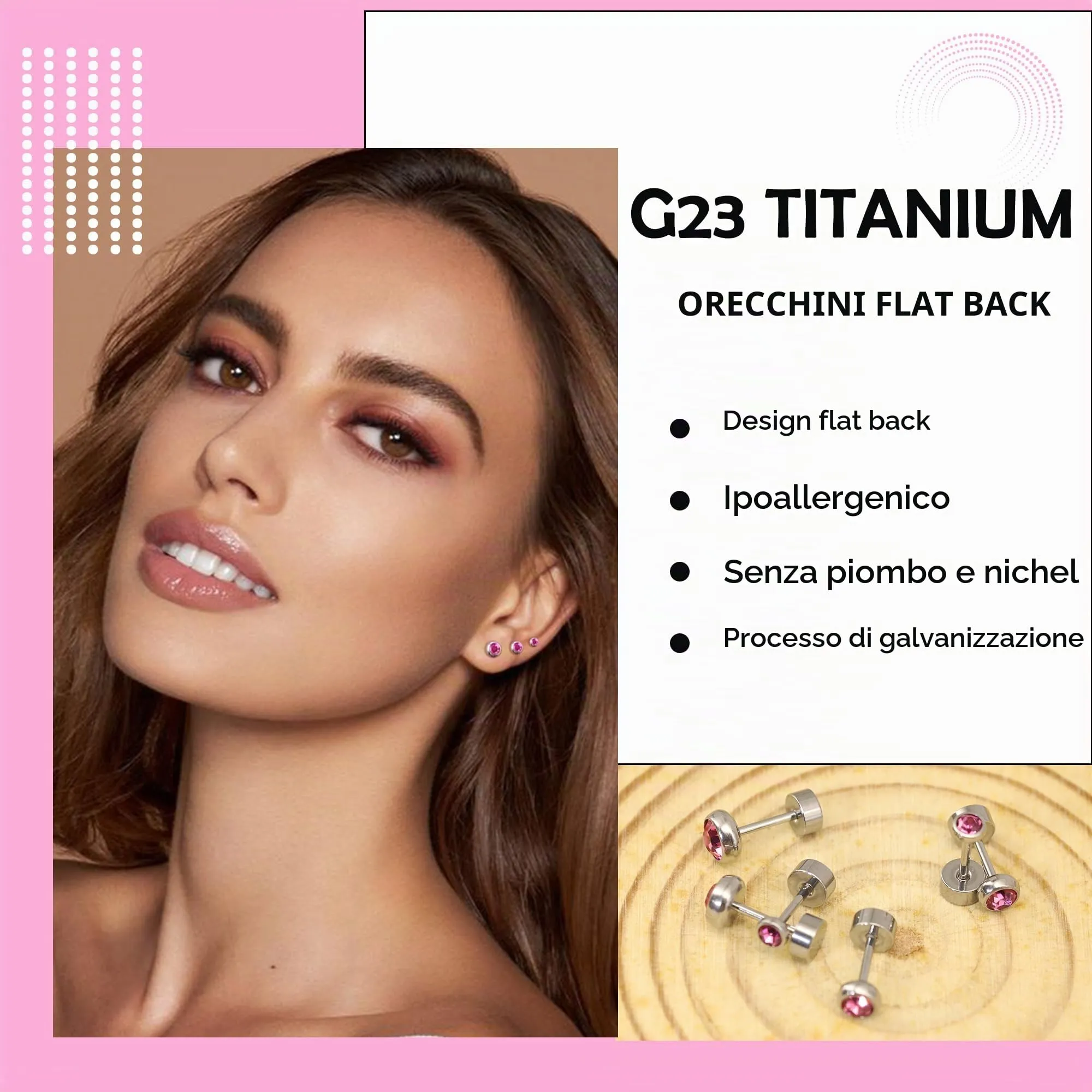 Artskin Orecchini in Titanio Ipoallergenici con Cristallo 3mm/4mm/5mm - immagine 4