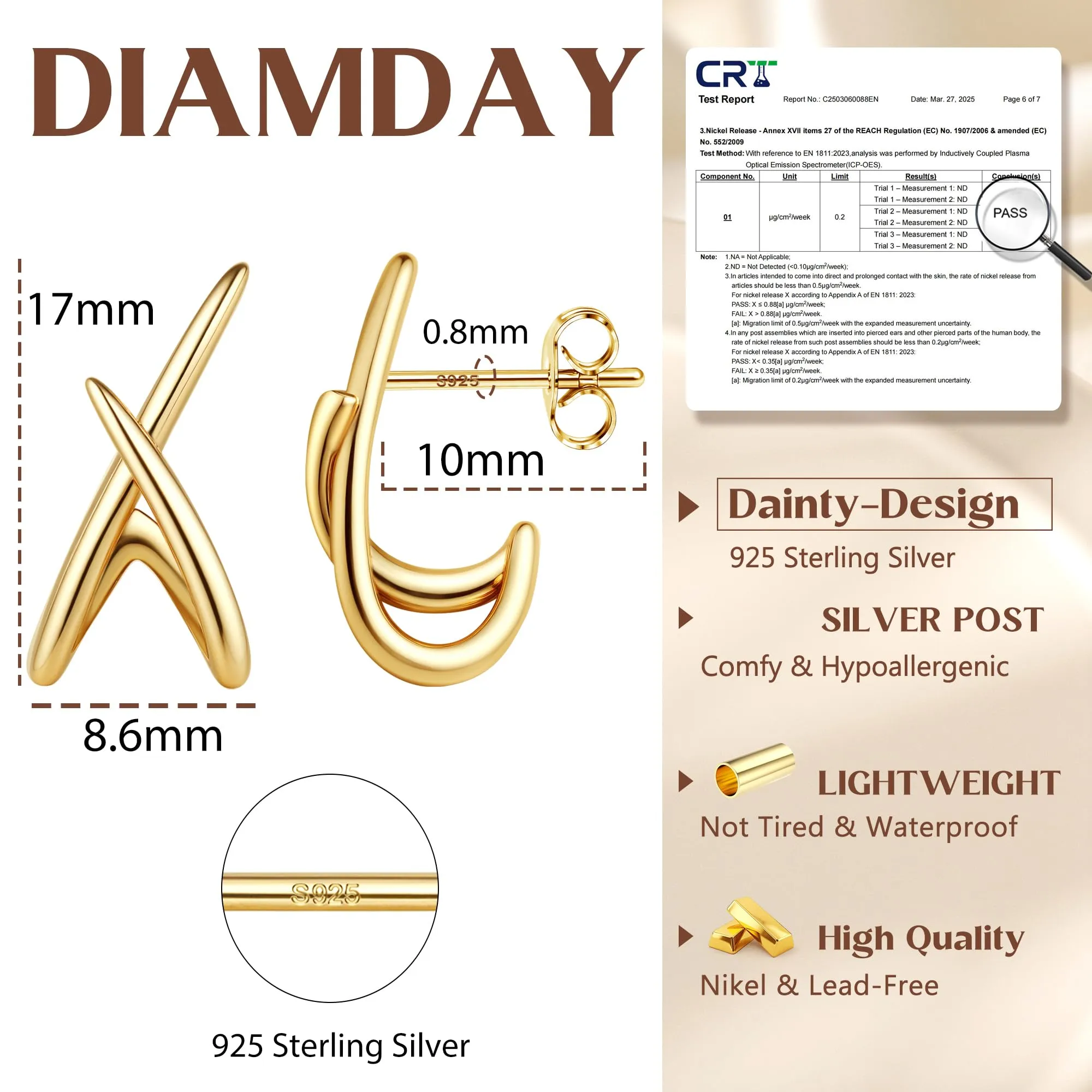 Diamday Orecchini Donna, forma X Orecchini, Agli in argento 925 - immagine 5