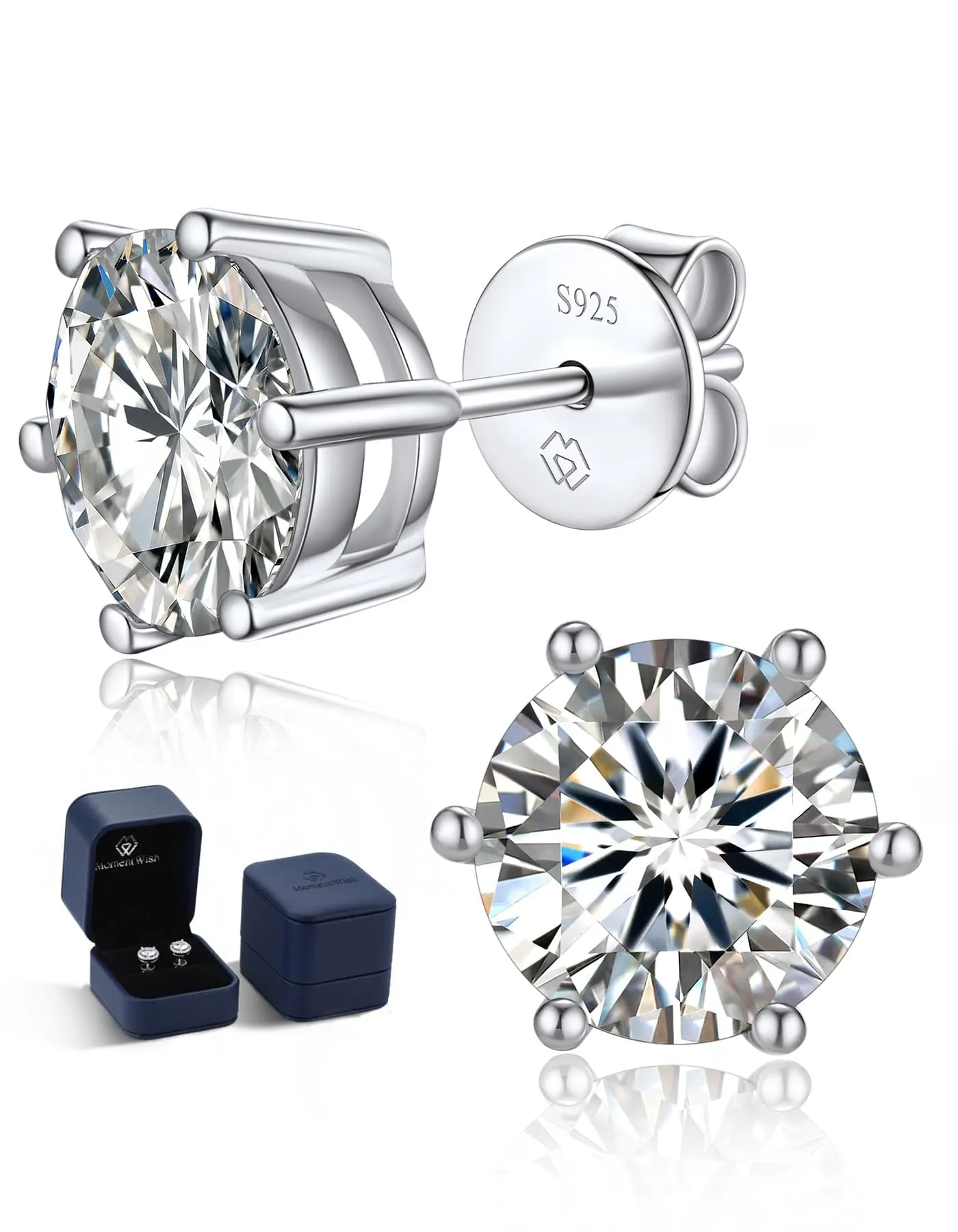 MomentWish Orecchini Punto Luce Moissanite Argento 925 6,5mm Donna Uomo - immagine 1