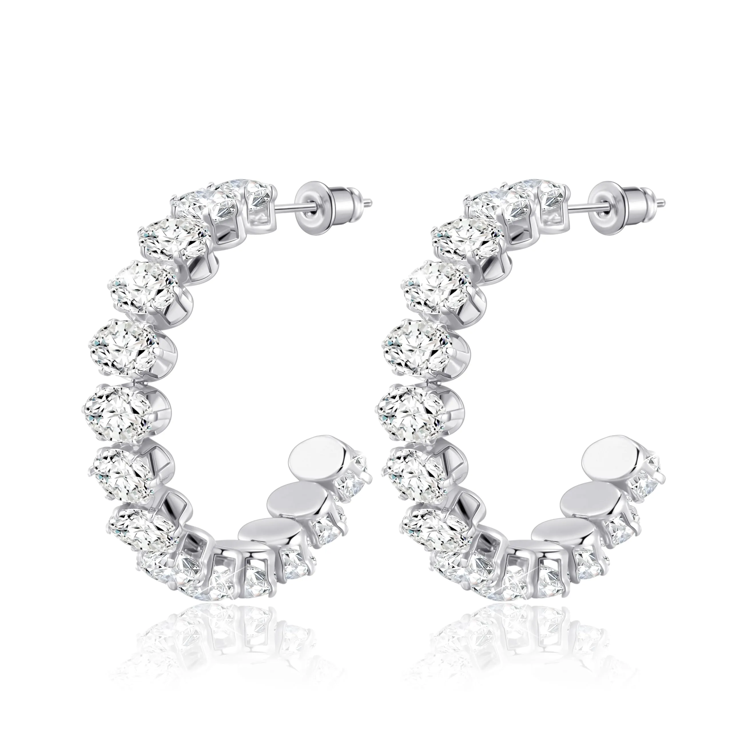 Linawe Orecchini a cerchio in argento, Orecchini eleganti in acciaio inossidabile da donna, Orecchini a cerchio grandi gioielli, Orecchini da appendere - immagine 1