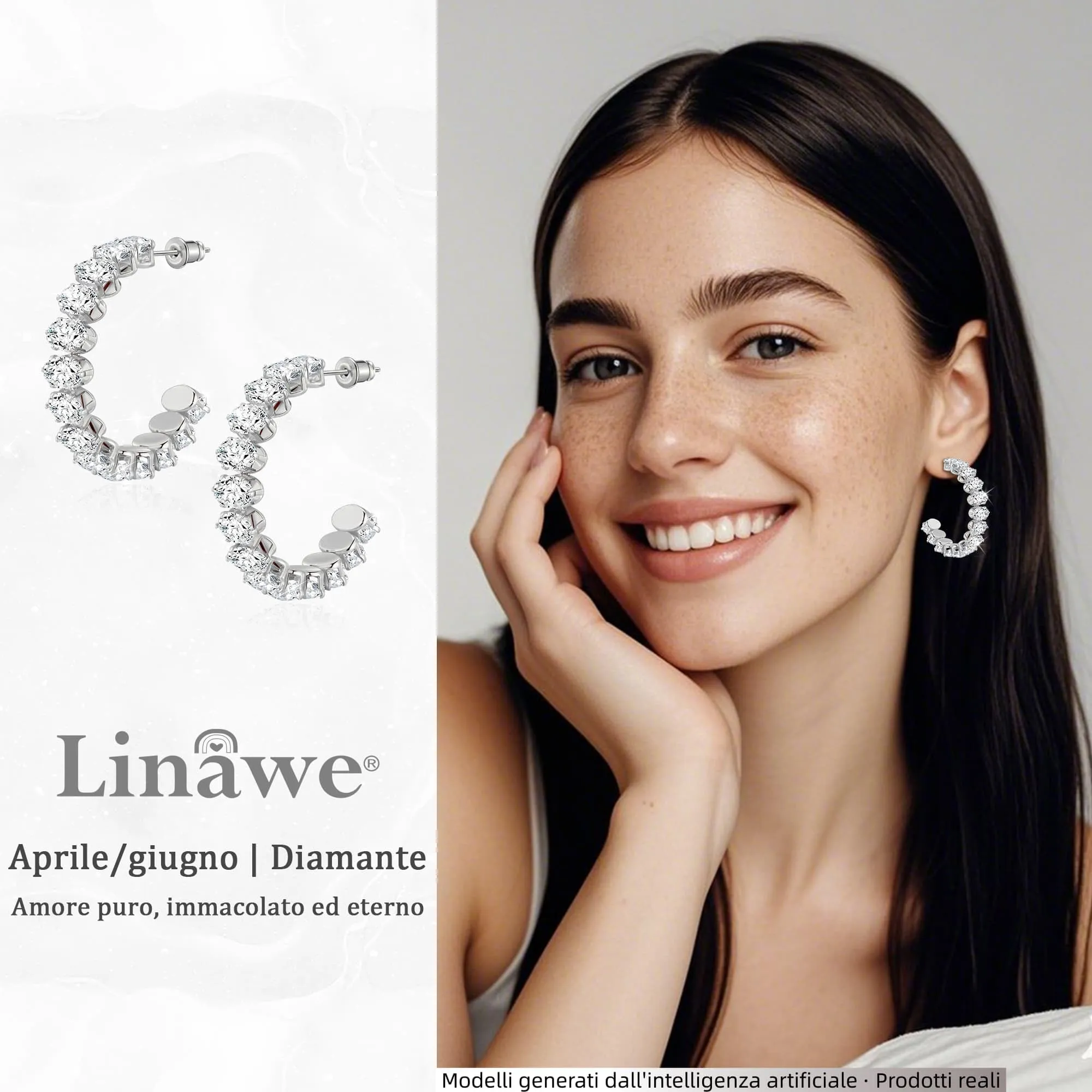 Linawe Orecchini a cerchio in argento, Orecchini eleganti in acciaio inossidabile da donna, Orecchini a cerchio grandi gioielli, Orecchini da appendere - immagine 2