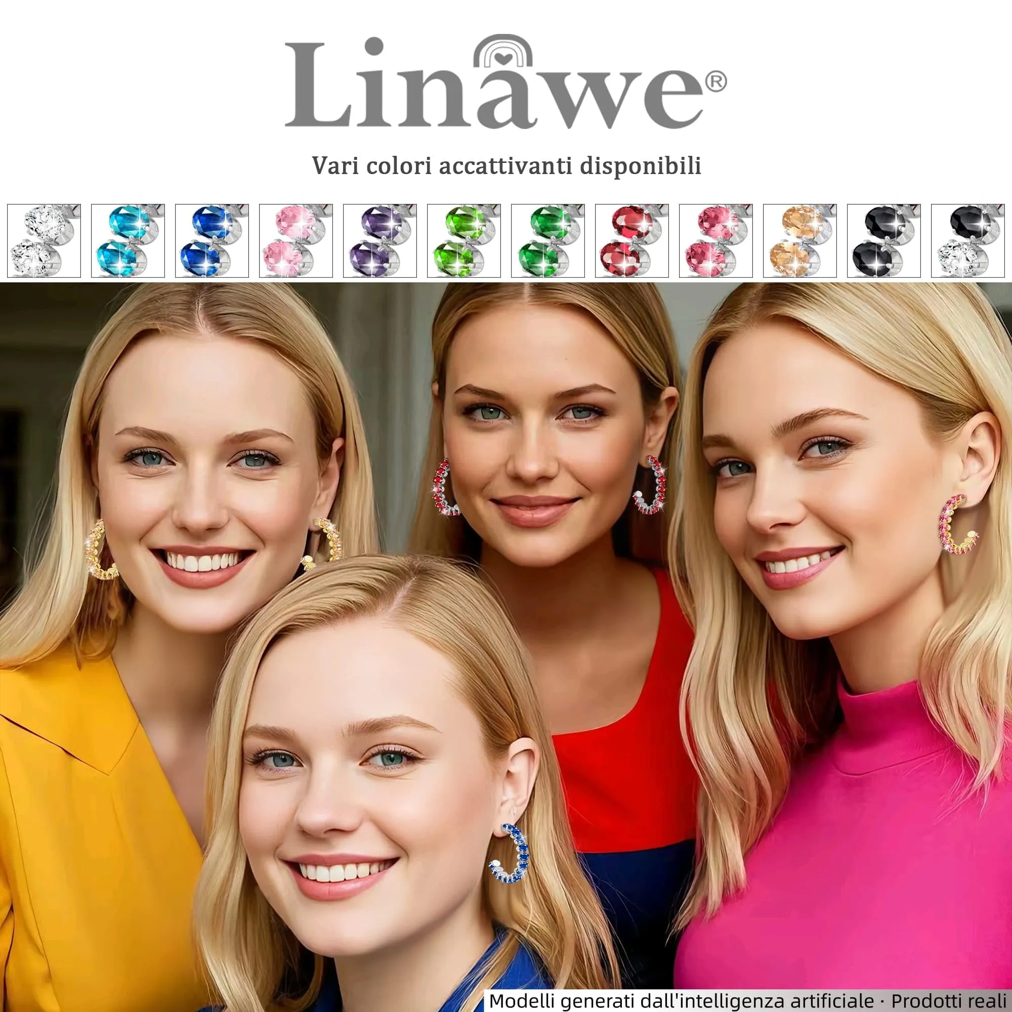 Linawe Orecchini a cerchio in argento, Orecchini eleganti in acciaio inossidabile da donna, Orecchini a cerchio grandi gioielli, Orecchini da appendere - immagine 6