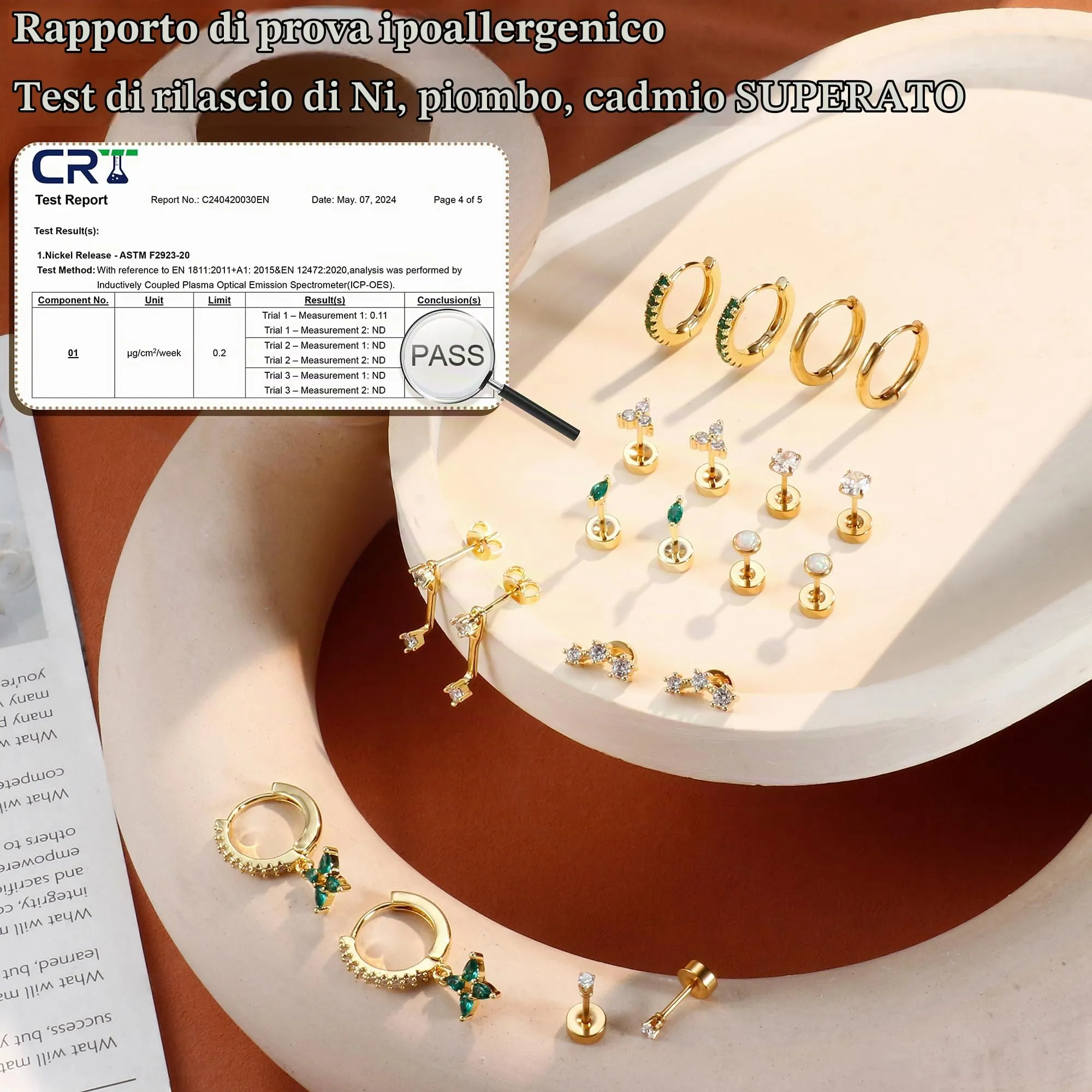 Roheafer 10 Paia Orecchini Donna Acciaio Inossidabile, Set Orecchini a Lobo Piatto & Cerchietti per Piercing Multipli (Cartilagine/Helix/Trago) - immagine 6