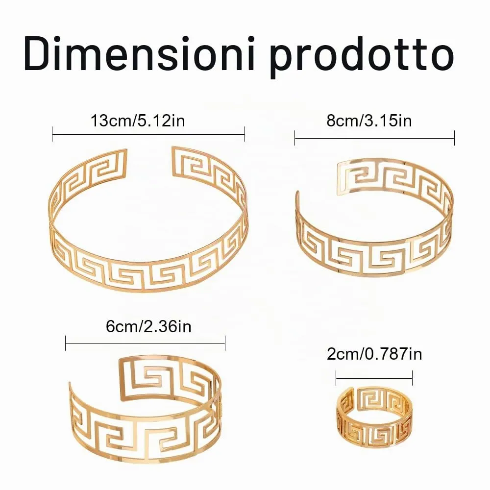 XFSRG Parure Gioielli Donna Oro Greco Design Elegante Set Collana e Orecchini per Occasioni Speciali - immagine 2