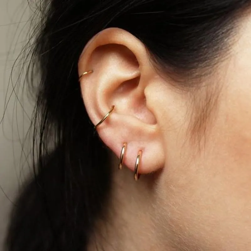 Anello per naso in oro e argento - Orecchini sottili in titanio - Per uomo e donna - 18 g - Per setto, helix, trago, conchiglia - Ipoallergenico - Per cartilagine, orecchio, labbra, naso - 6-10 mm, 6 - immagine 6