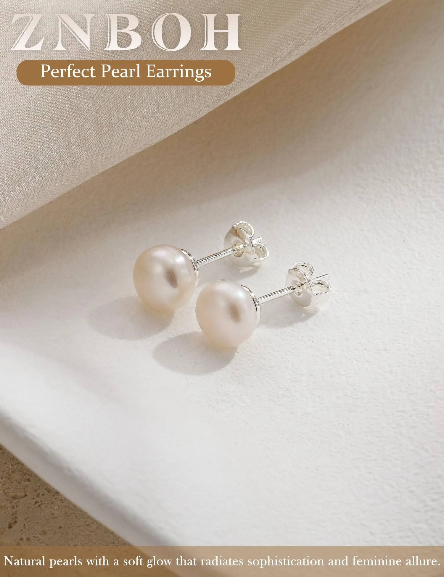 ZNBOH Orecchini Perle Donna Argento 925/Oro Anallergici Orecchini Perle Vere Perline Sfera Rotonda Zirconi Orecchini a Bottone Sposa Matrimonio Cartilagine Trago Helix Piercings Gioielli - immagine 5