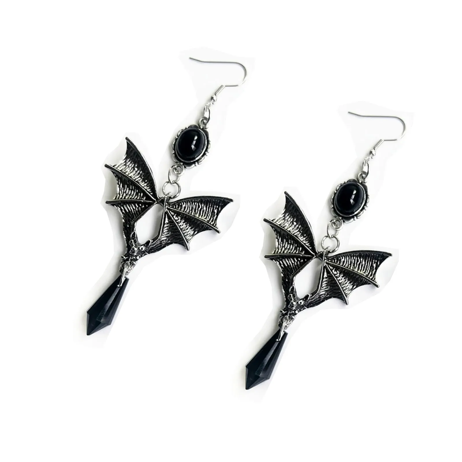 Orecchini gotici, a forma di pipipistrello, orecchini gotici, orecchini lunghi da vampiro, per ragazze e donne, Mittel, Lega di acciaio, Nessuna pietra preziosa (Nero) - immagine 1