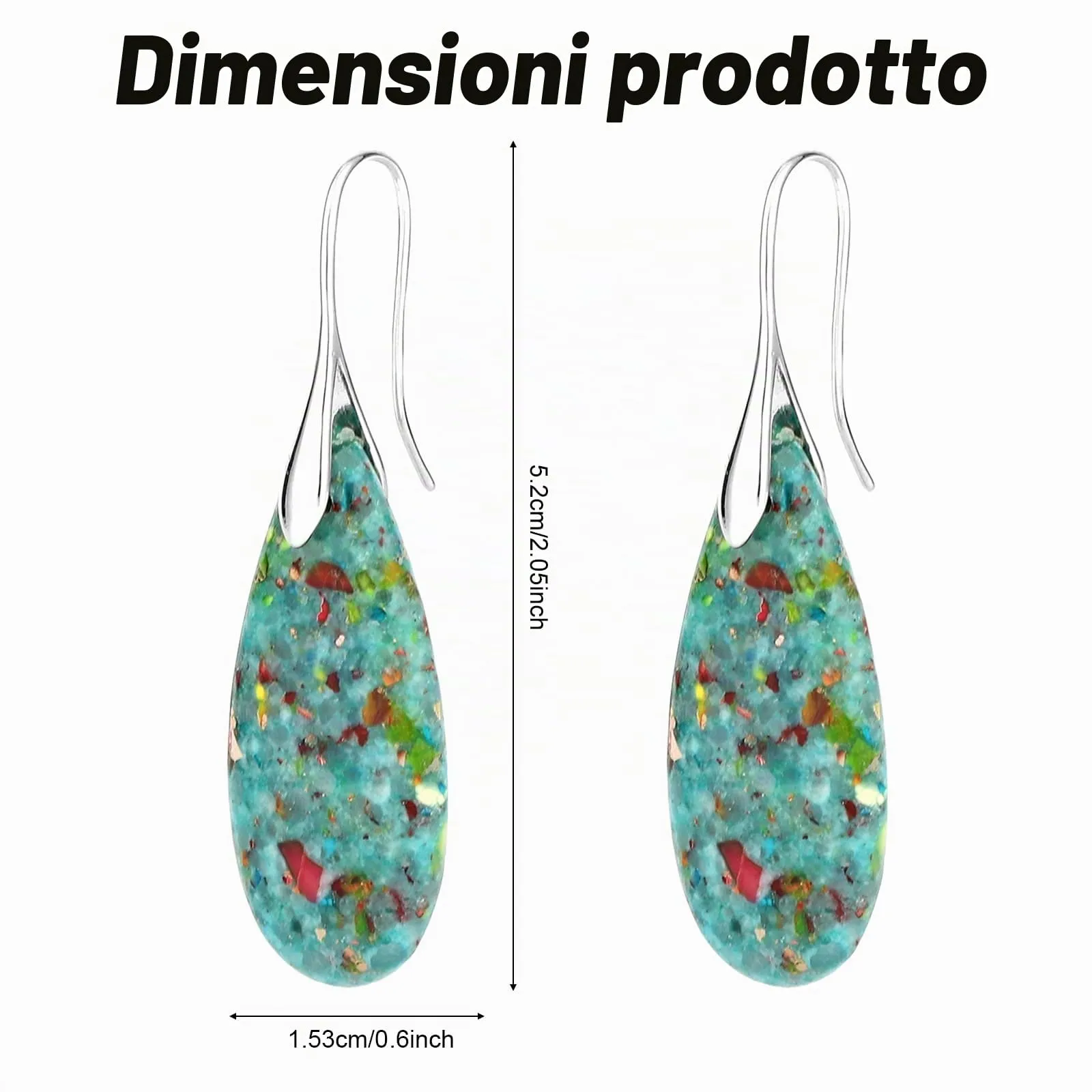 2pz Orecchini in Pietra Naturale, Orecchini Pendente Pietra Naturale - immagine 2