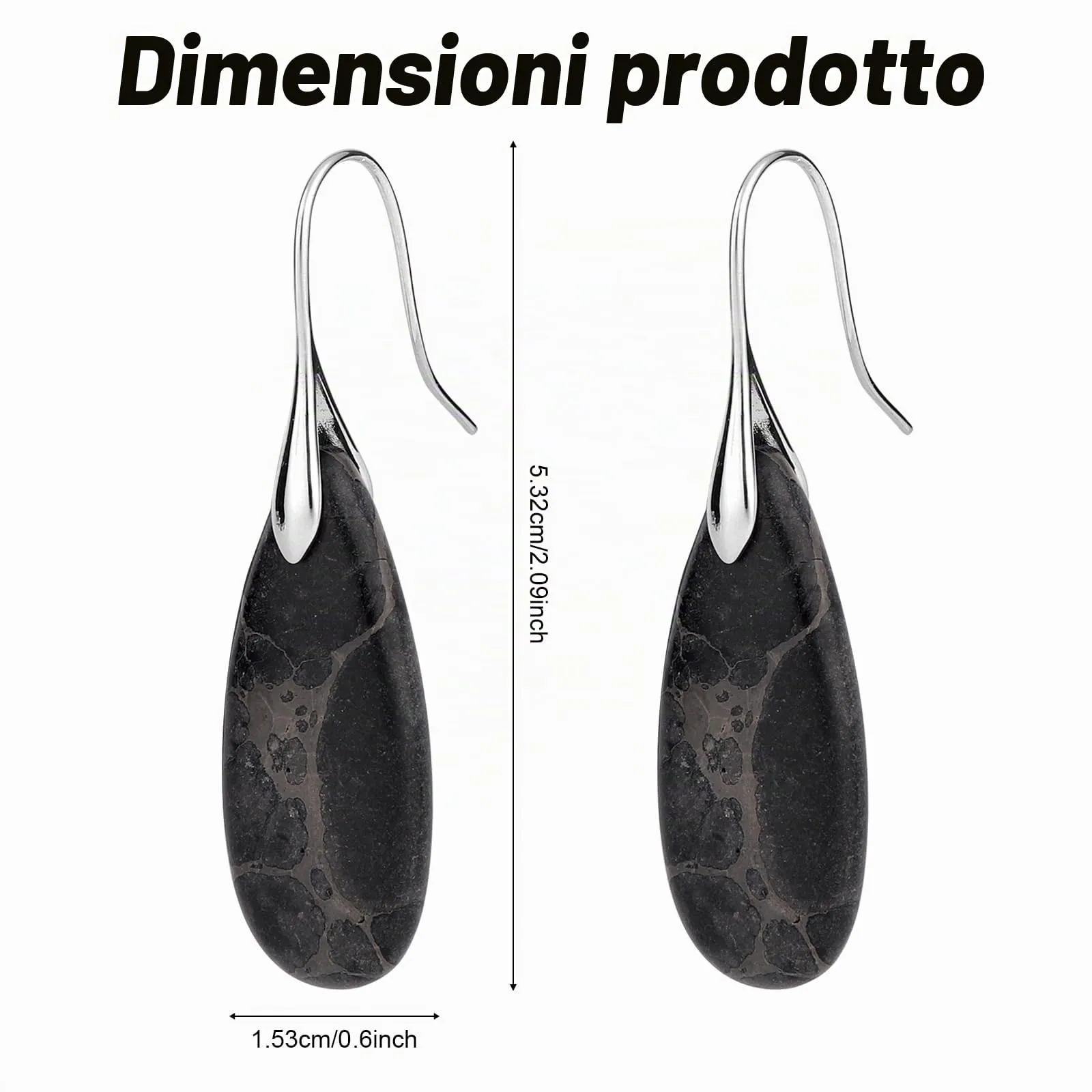 2pz Orecchini in Pietra Naturale, Orecchini Pendente Pietra Naturale - immagine 2
