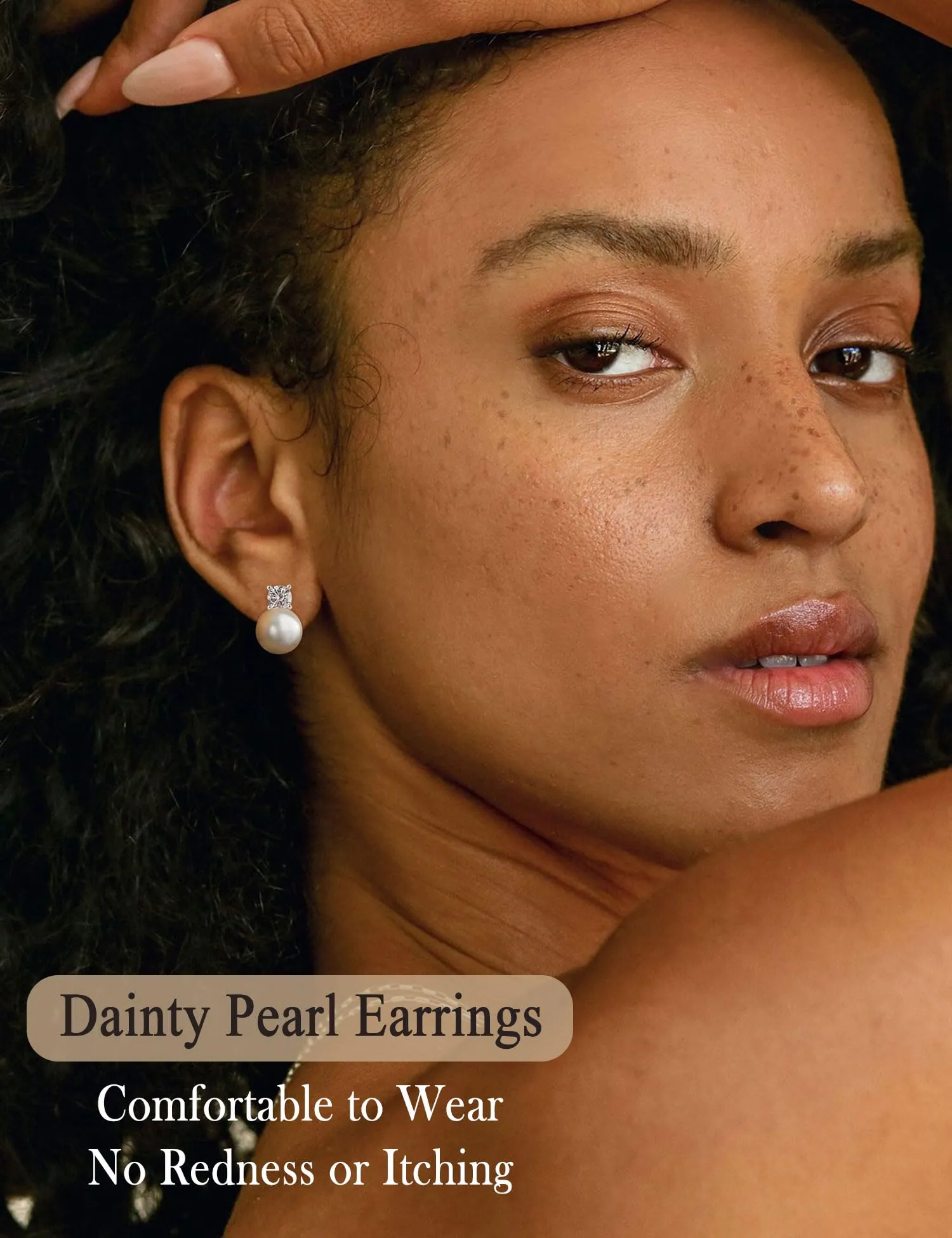 ZNBOH Orecchini Perle Donna Anallergici Perle Vere Perline Sfera Rotonda Orecchini a Bottone Zirconi Orecchini Sposa Matrimonio Cartilagine Trago Helix Piercings Gioielli Argento 6mm - immagine 6