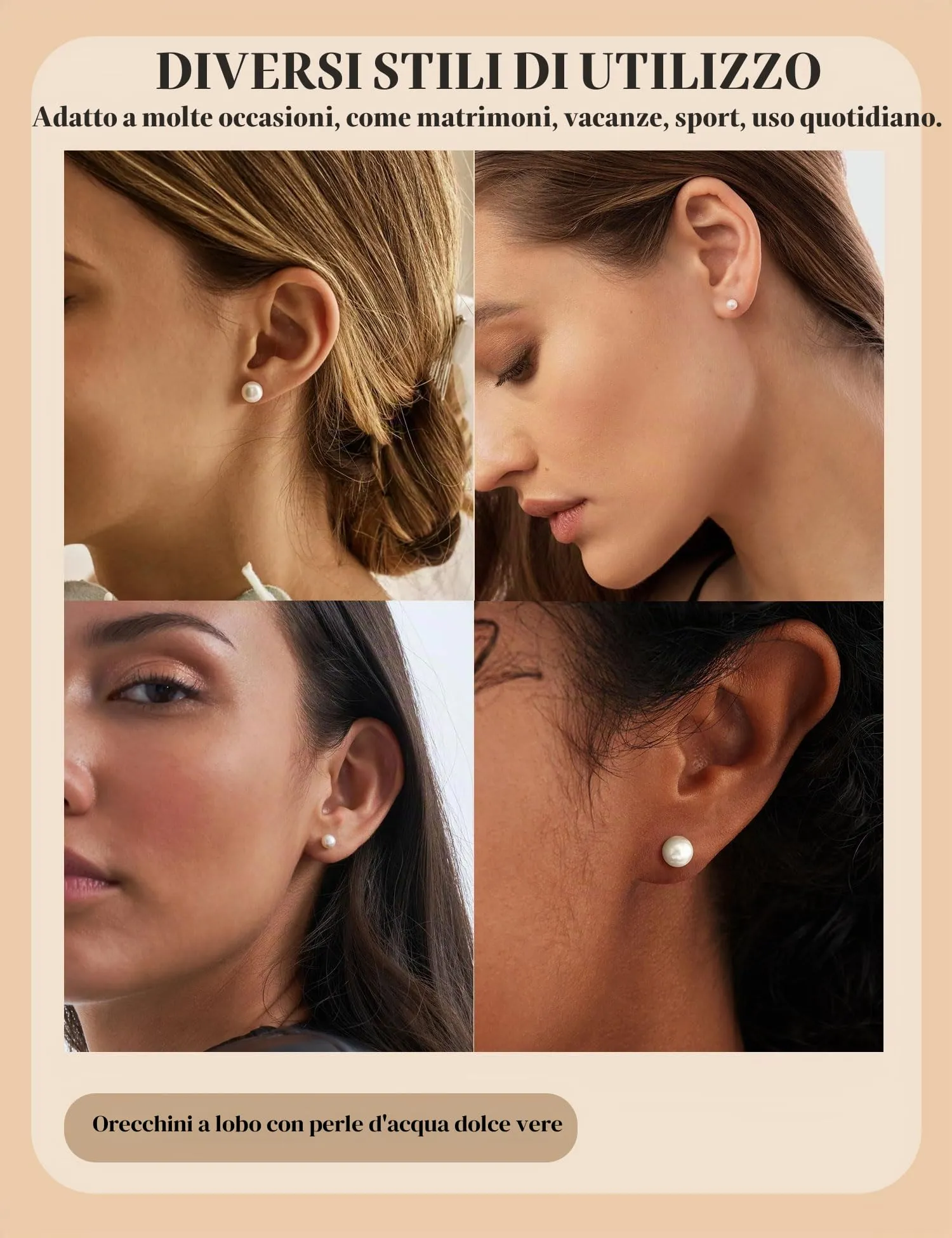 ZNBOH Orecchini Perle Donna Anallergici Perle Vere Perline Sfera Rotonda Orecchini a Bottone Zirconi Orecchini Sposa Matrimonio Cartilagine Trago Helix Piercings Gioielli Argento 8mm - immagine 4