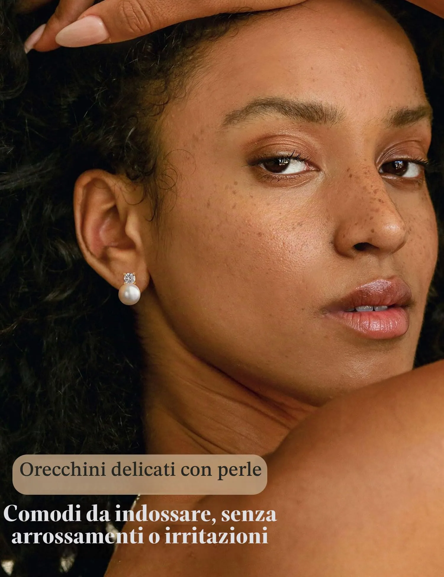 ZNBOH Orecchini Perle Donna Anallergici Perle Vere Perline Sfera Rotonda Orecchini a Bottone Zirconi Orecchini Sposa Matrimonio Cartilagine Trago Helix Piercings Gioielli Oro 8mm - immagine 6