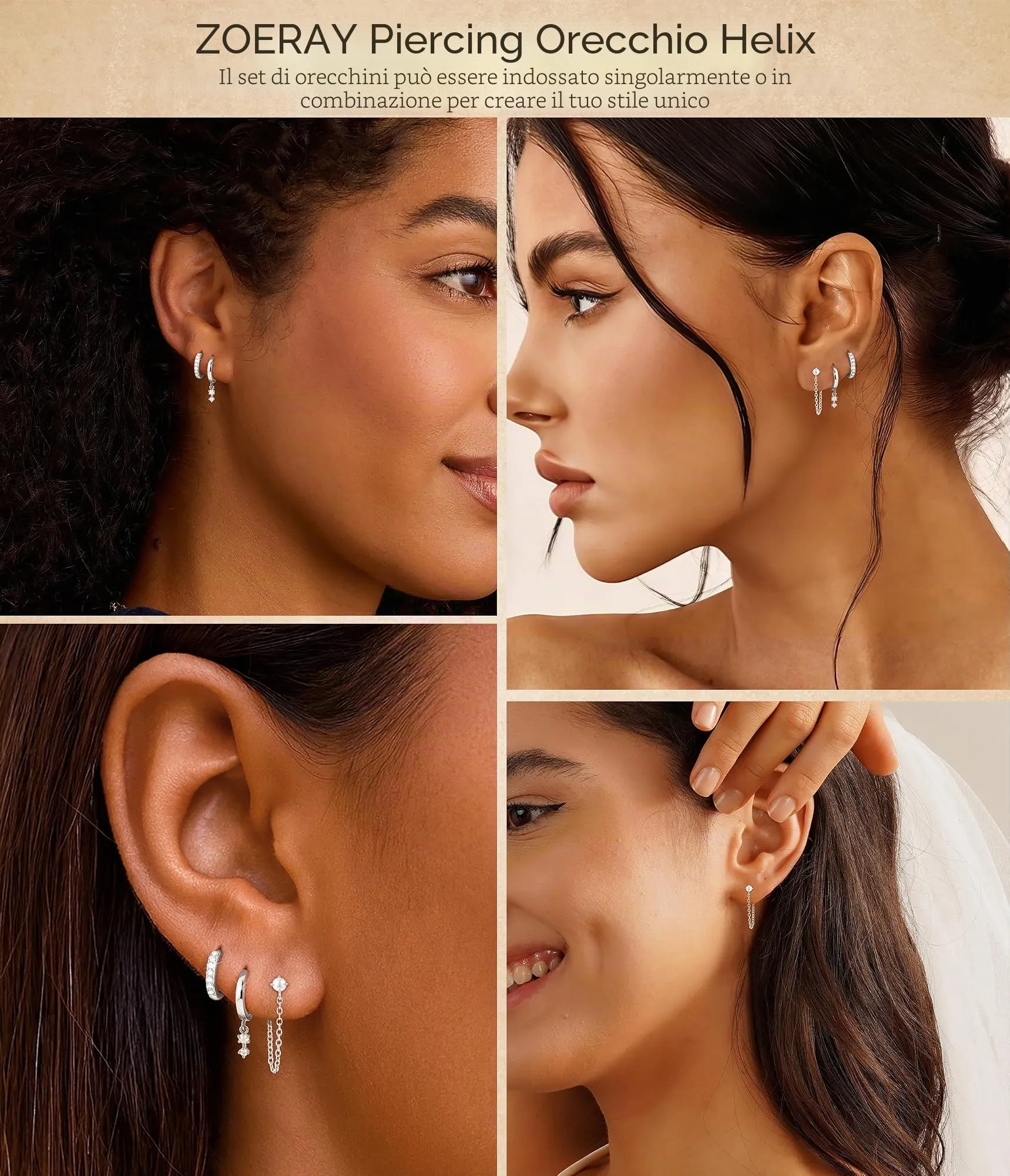 ZOERAY 3Paia Orecchini Donna Argento 925 Oro Placcato 18K Orecchini Cerchio Argento Pendenti con Punto Luce Set Orecchini Bambina Anallergici Impilabile Helix Piercing Regalo per Più Piercing Orecchio - immagine 6