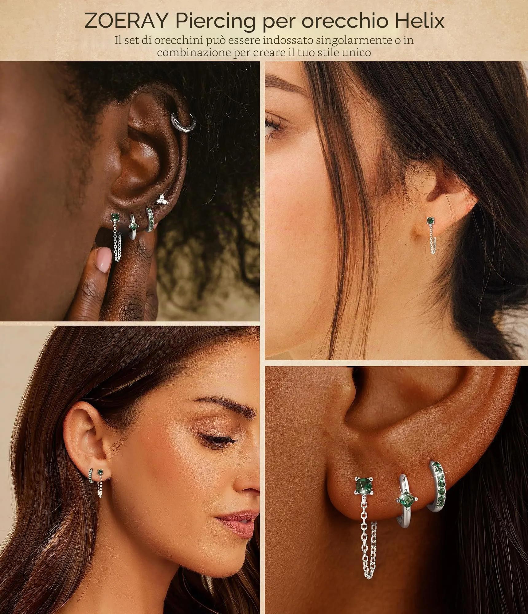 ZOERAY 3Paia Orecchini Donna Argento 925 Oro Placcato 18K Orecchini Cerchio Argento Pendenti con Punto Luce Set Orecchini Bambina Anallergici Impilabile Helix Piercing Regalo per Più Piercing Orecchio - immagine 6