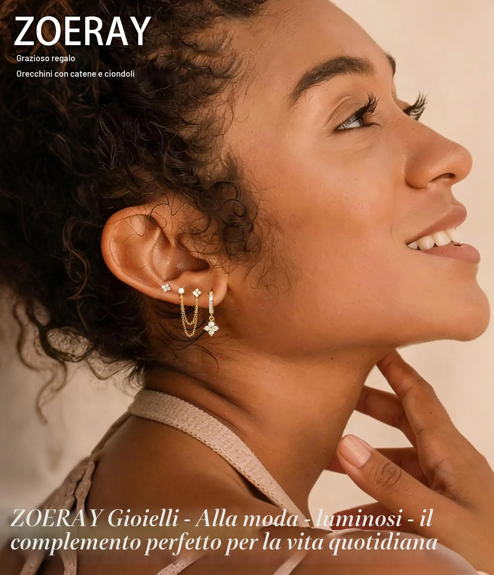 ZOERAY 3Paia Orecchini Donna Argento 925 Oro Placcato 18K Orecchini Cerchio Argento Pendenti con Punto Luce Set Orecchini Bambina Anallergici Impilabile Helix Piercing Regalo per Più Piercing Orecchio - immagine 2