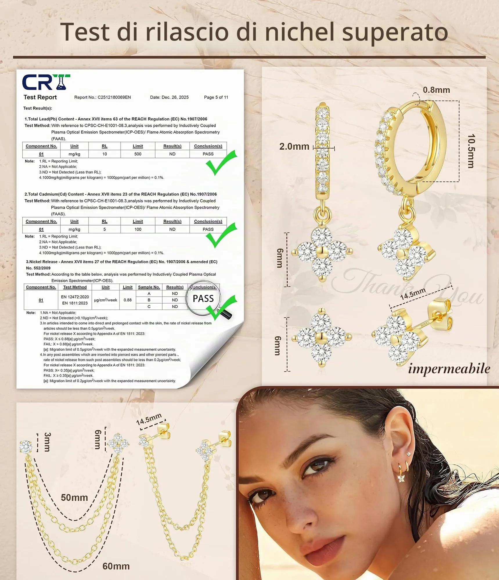 ZOERAY 3Paia Orecchini Donna Argento 925 Oro Placcato 18K Orecchini Cerchio Argento Pendenti con Punto Luce Set Orecchini Bambina Anallergici Impilabile Helix Piercing Regalo per Più Piercing Orecchio - immagine 5